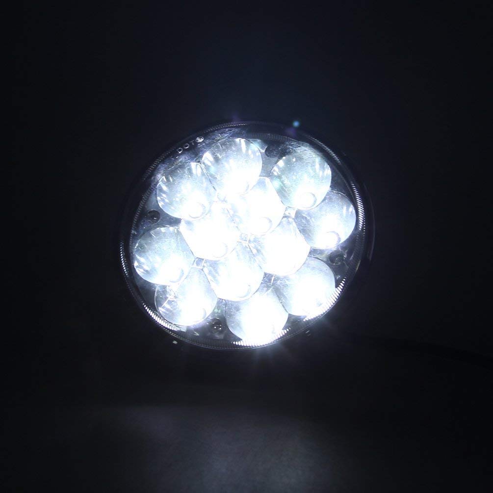 5.75" 5-3/4" 36W Crystal Round LED Headlight Sealed Beam IP68 Waterproof Replacement 4000 4040 5506 H5006 H651 / H466 Chrome (2D reflector)