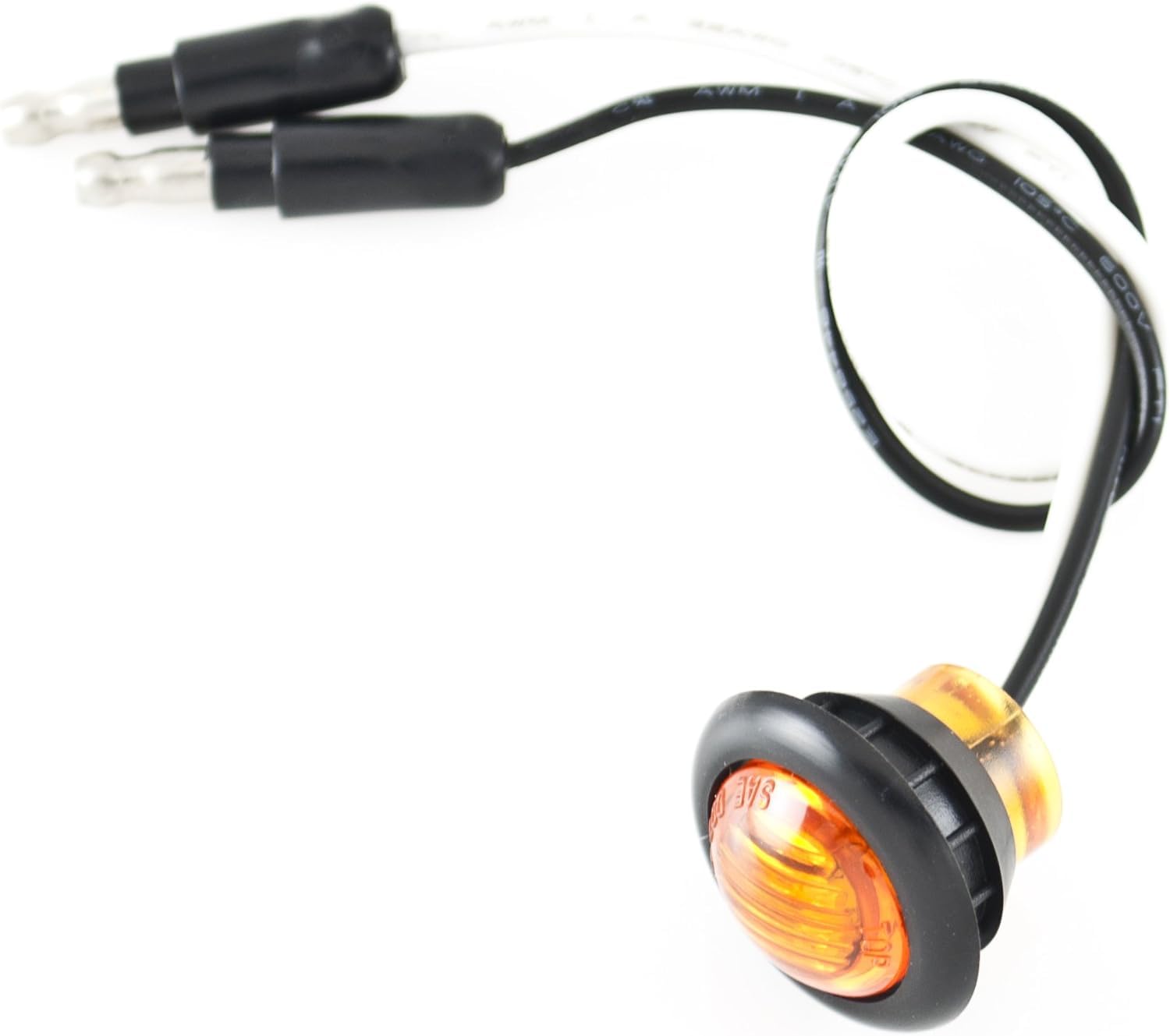 3/4" inch Amber/Red/White 3 LED Side Marker Clearance Light with Plug Black Ring Sealed Mini Round 3/4" Indicators Grill Lights Truck Trailer Car Bus Pickup Van Caravan Boat 12V