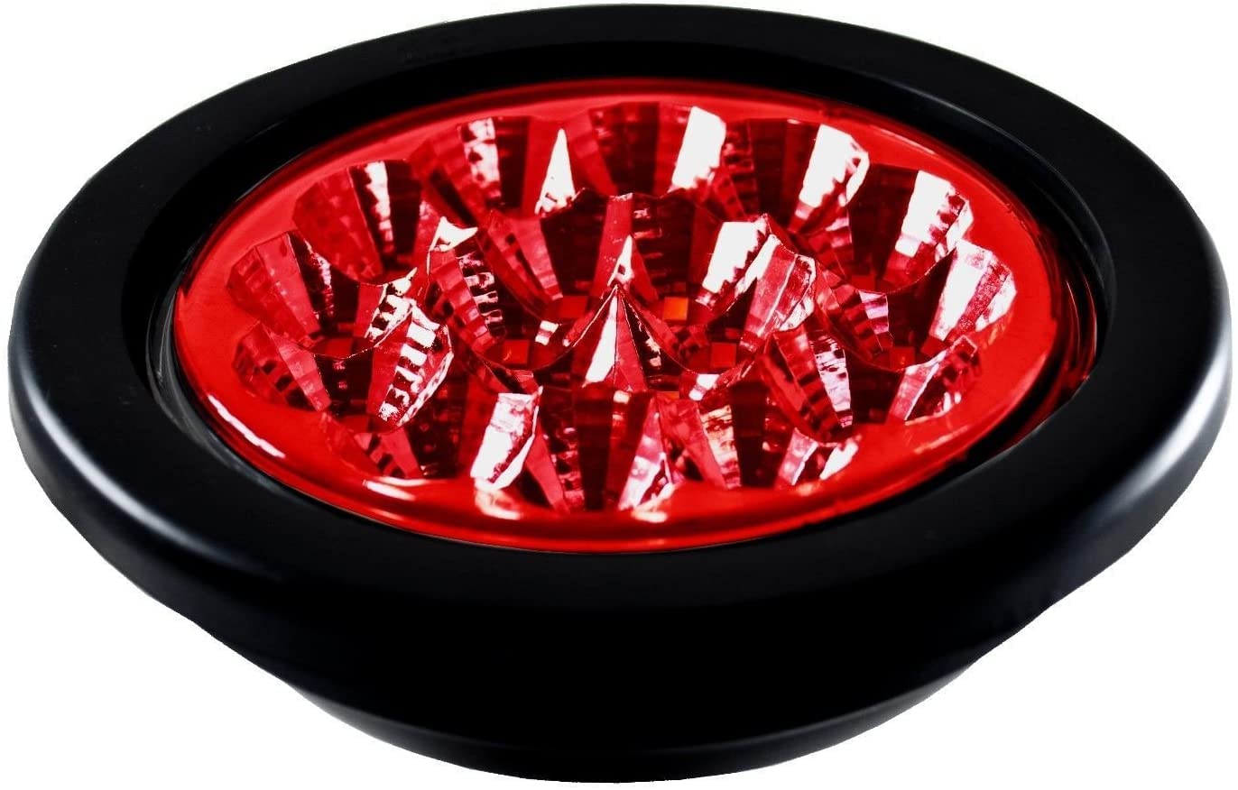 4" Round LED Trailer Tail Light 18 LED Red/White Stop Turn Tail Reverse Backup Running Lights w/Rubber Grommet Direct Wiring for Trucks Trailer RV Boat IP67 Waterproof DOT/SAE Approved 12V