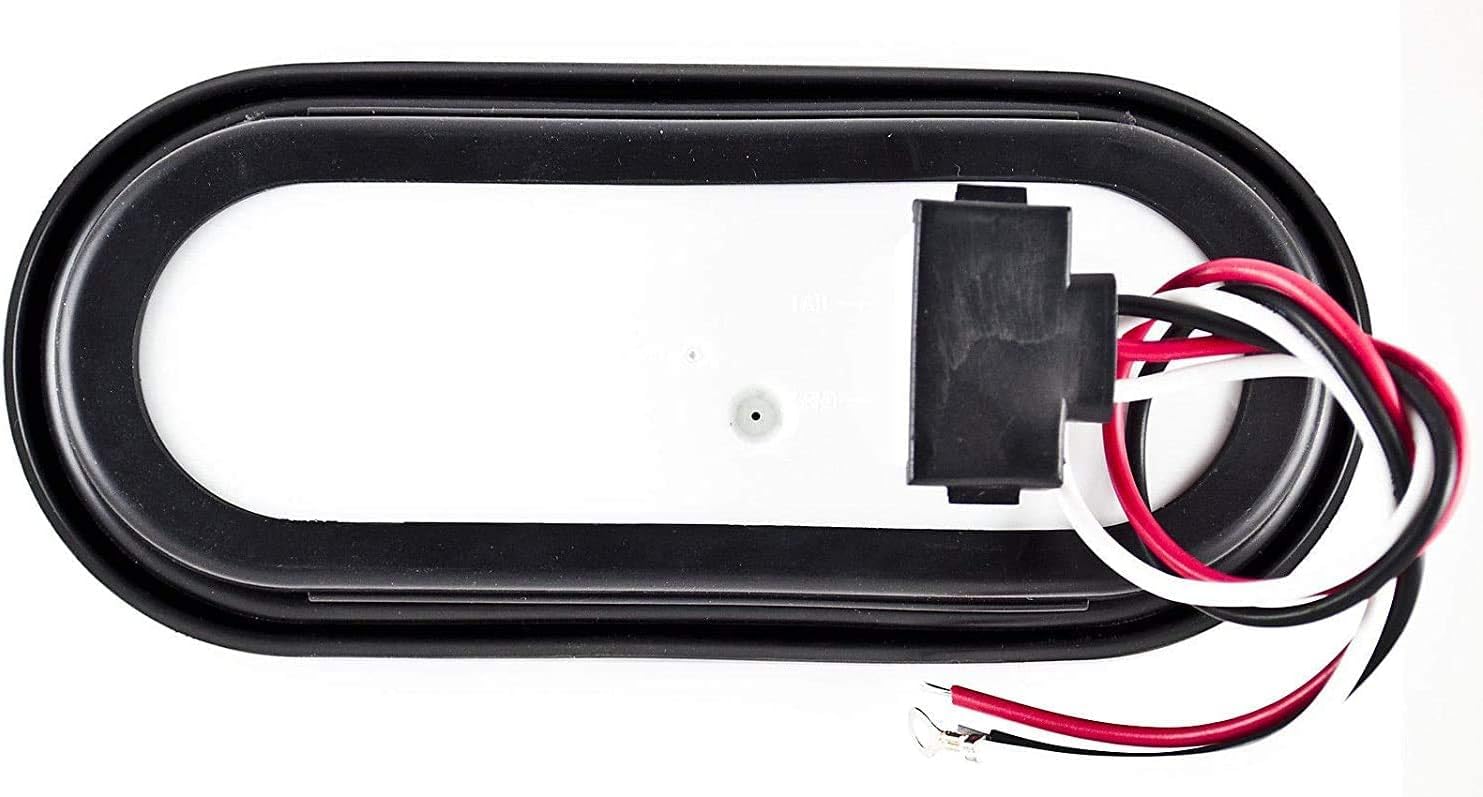[Red/White/Amber 6" Oval 24 LED Trailer Tail Light Kit [DOT Certified] [with Grommets & Plugs] [IP67 Waterproof] Stop Brake Turn Reverse Back Up Headache Rack Backrack Flatbed RV