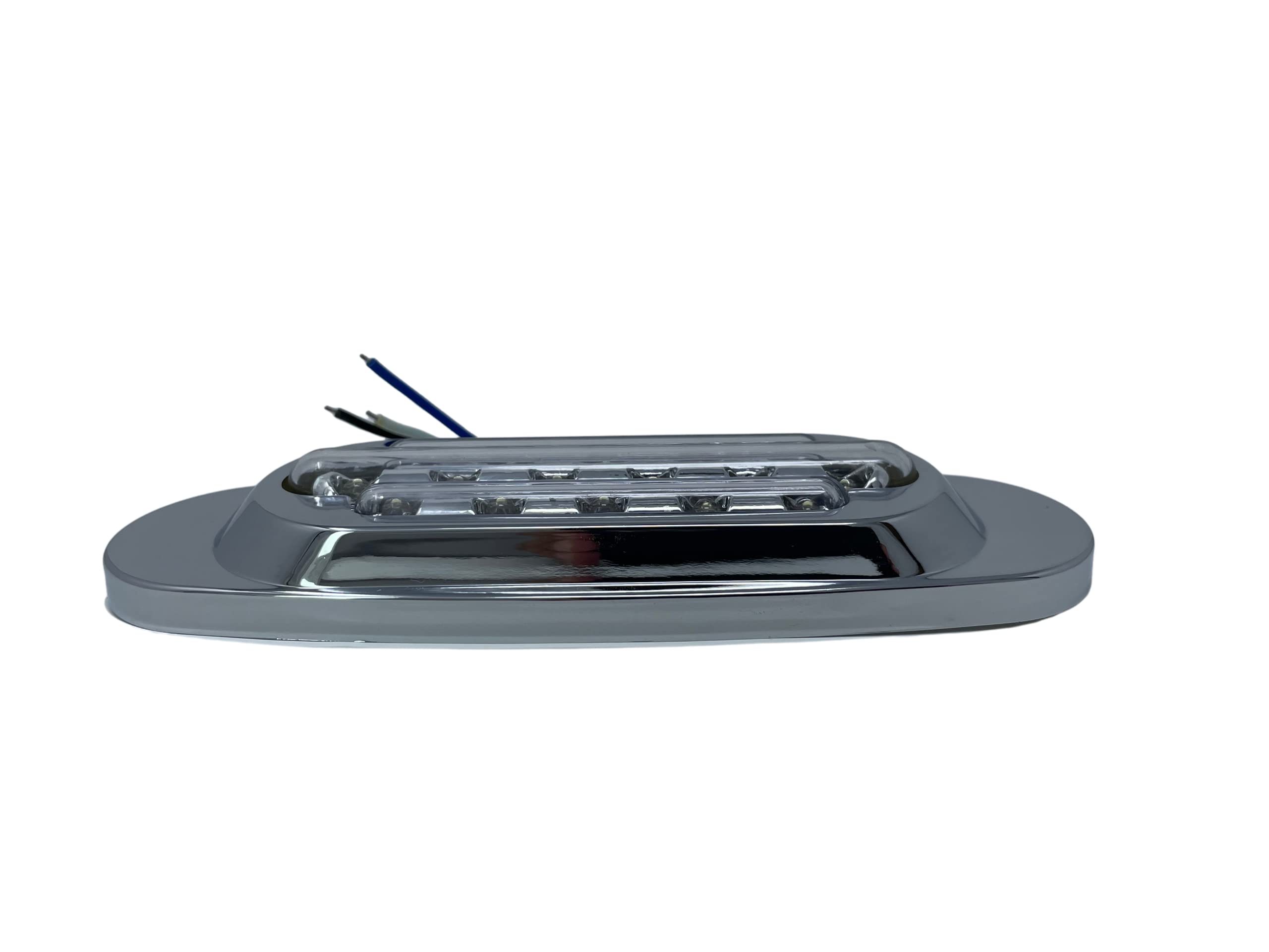 6.5" Inch Amber/Red/White LED Side Marker Lights Clearance Chrome Base Bezel 16 Diodes Surface Mount Led Cab Panel Lights Turn Signals Sealed Waterproof 12V
