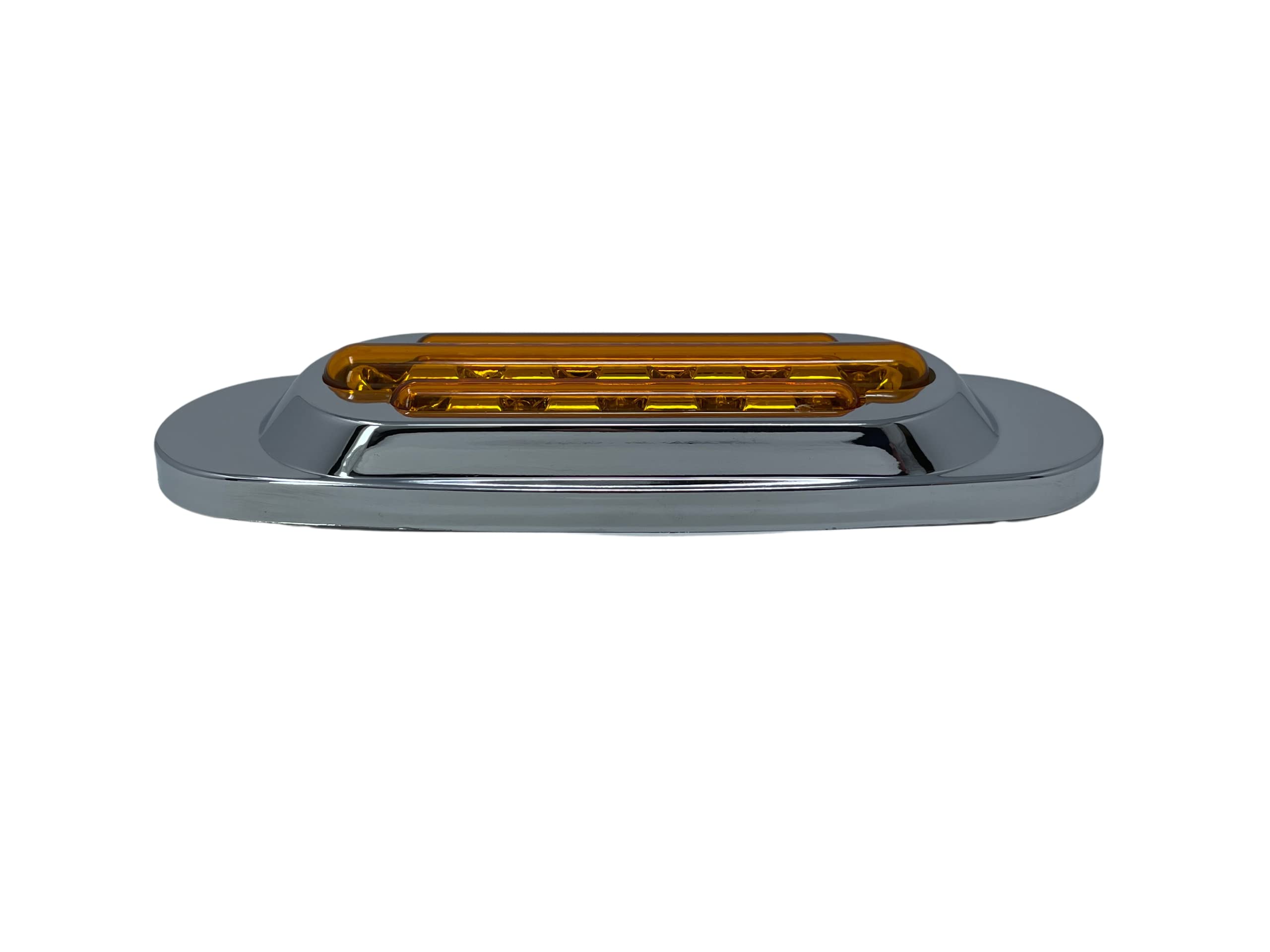 6.5" Inch Amber/Red/White LED Side Marker Lights Clearance Chrome Base Bezel 16 Diodes Surface Mount Led Cab Panel Lights Turn Signals Sealed Waterproof 12V