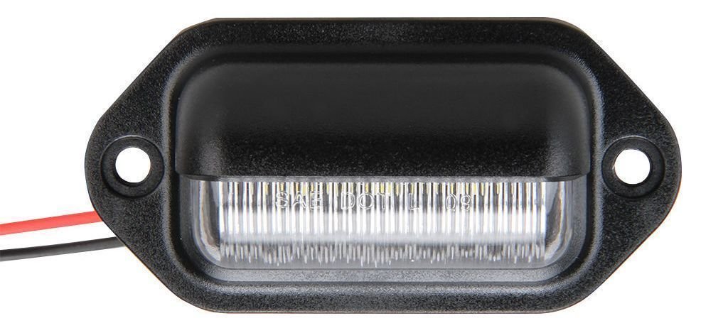 2pc Trailer 6 LED License Plate Lights [DOT FMVSS 108] [SAE L] [Chrome/Black] [Surface Mount] [Waterproof] [12V DC] Courtesy Step License Plate Tag Light for UTV ATV Trailer Truck RV Boat [2.6"x1.3"]