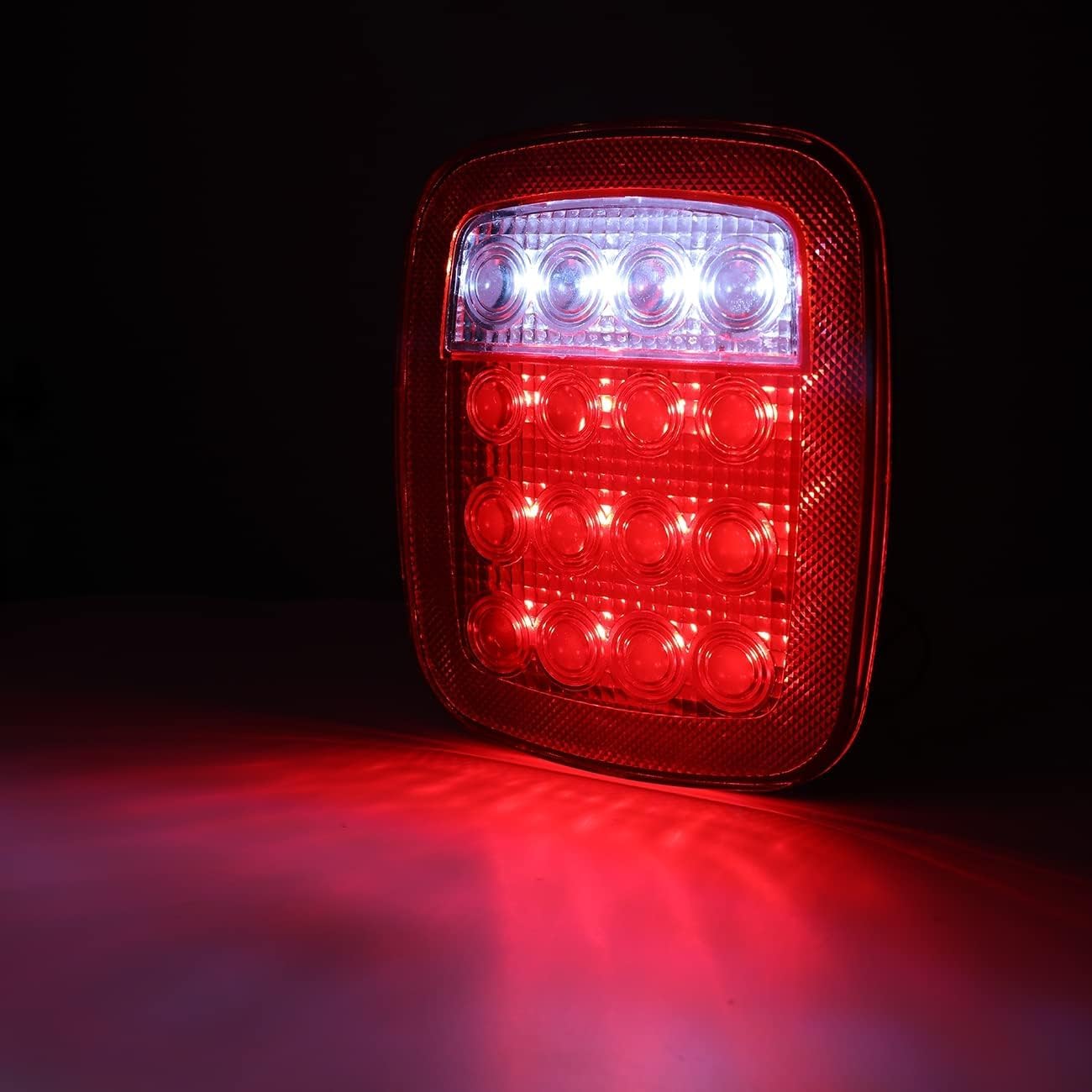 DOT Compliant 16 LED Jeep style Universal Tail Brake Turn Stop Back up Lights for Truck Trailer Boat Jeep etc,12V Stud Mounted Lamps,Pack of 2