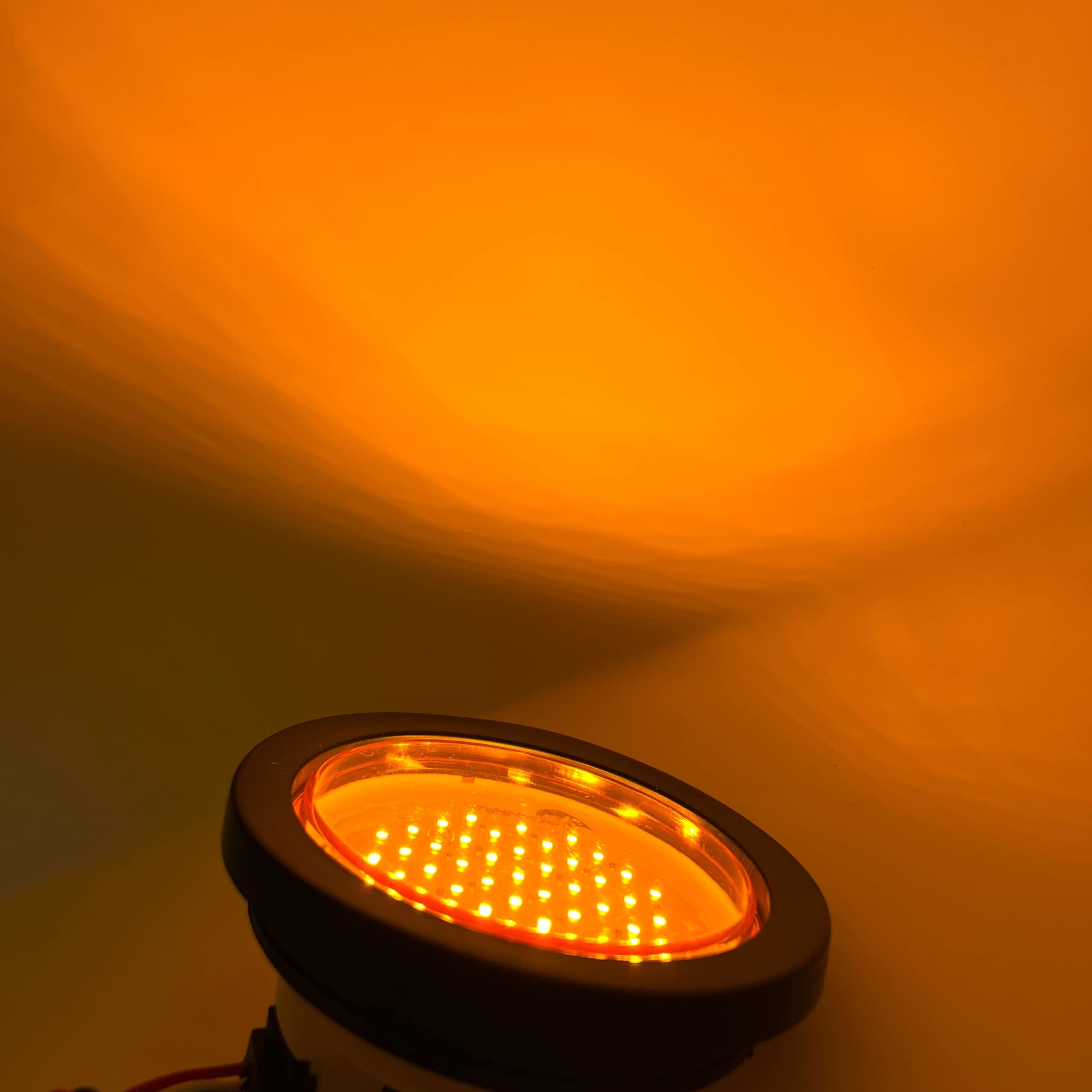 2pcs 4" Inch Round Super Bright 52 LED Diodes Mid Turn Mid Ship Signal Tail Sealed Lights Amber Assembly Rubber Mount for Trucks Trailers RV Boat Waterproof