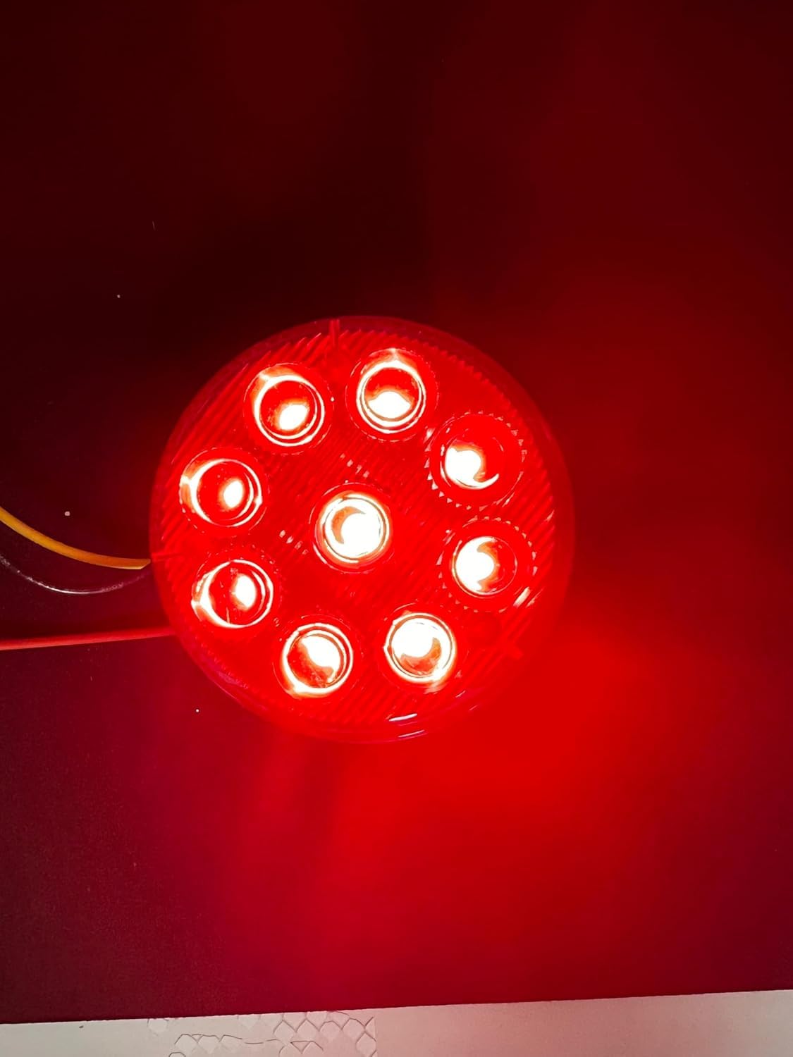 4 PC 3-1/7" Round LED Light Black ABS Base Side Marker Clearance S/T/T 3 Wire Design [2 Screw Surface Mount] [9 LEDs] [Black ABS Base] [IP 67] for Trailers - Red/Amber