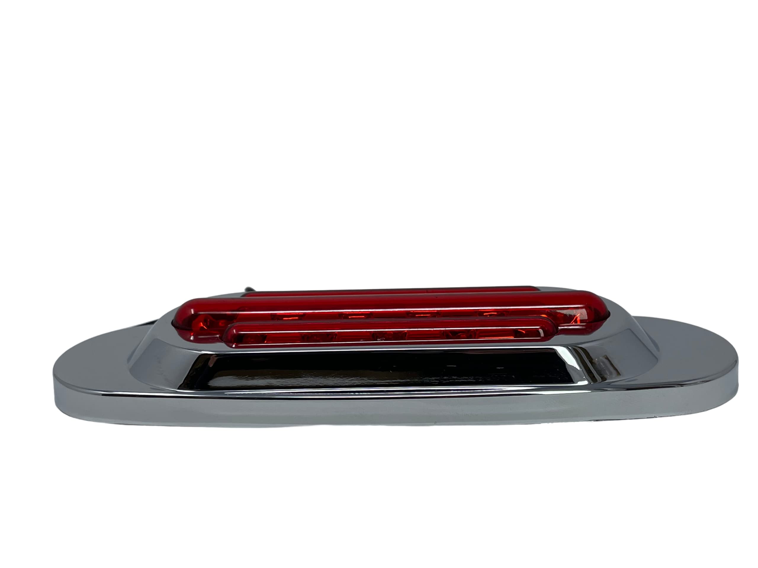 6.5" Inch Amber/Red/White LED Side Marker Lights Clearance Chrome Base Bezel 16 Diodes Surface Mount Led Cab Panel Lights Turn Signals Sealed Waterproof 12V