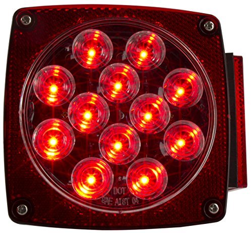 All Star Truck Parts] 12V Waterproof Square LED Trailer Tail Light Kit Clear Lens Red Trailer Brake Stop Tail Turn Signal Running Lights License Kit for Camper Truck RV Boat Trailer Snowmobile Marine