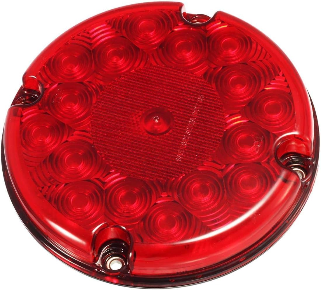 2Pcs 7" Round White/Amber/Red LED Backup Reverse Stop Turn Tail Lights 17 LED Marker Clearance Running Lights 4 Hole Surface Mount for Transit Vehicles Bus Truck Trailers 12V-30V