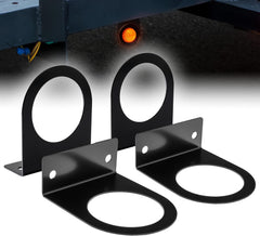 4pc 2.5" Round Marker Light Mounting Bracket [L Shaped] [3mm Black Powder Coated Steel] [Ultra Sturdy] [Versatile Mounting] for 2.5" Round Trailer Marker Lights Truck Trailer RV