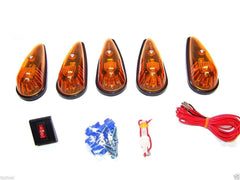 Set of 5 5-1/2 in. Amber Teardrop Cab Light Kit Trucks Vans Pickups Semis RVs Boat