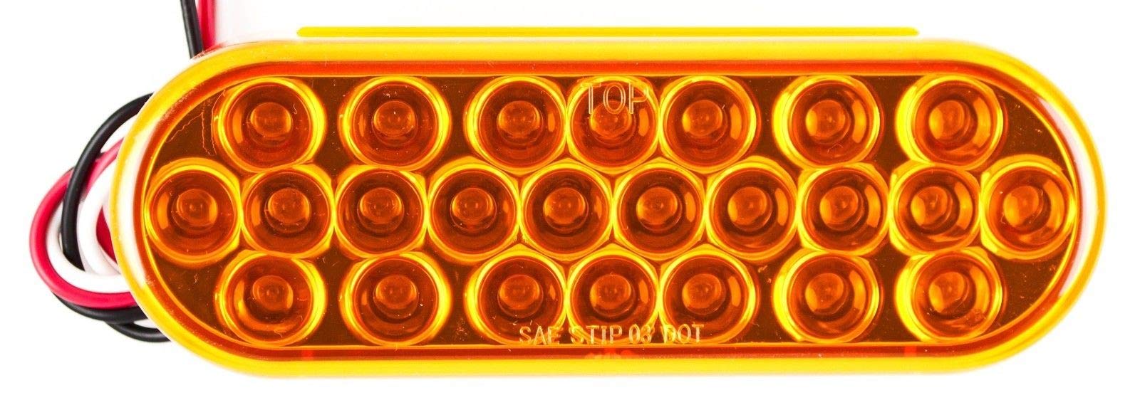 6" Oval LED Recessed Amber Strobe Light, 24 LED DOT/SAE Approved & Marked, Waterproof, Super Bright High Powered Strobe for Towing�