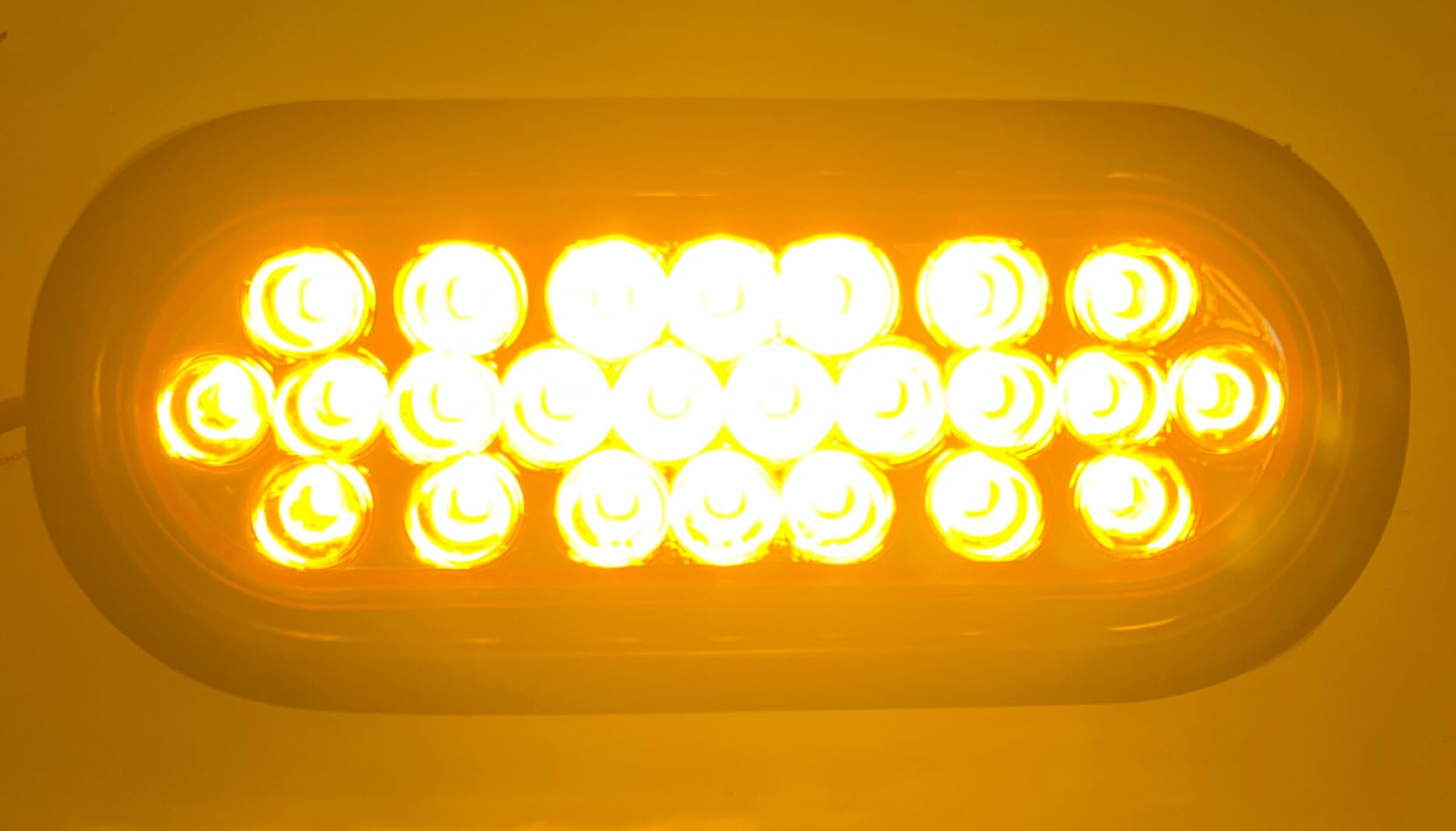 6" Inch Amber Oval 24 LED Mid Turn Tail Signal Truck Light w Rubber Grommet+3 wire Pigtail Trailer Plug - DOT/SAE Approved and Marked, Waterproof, Super Bright!
