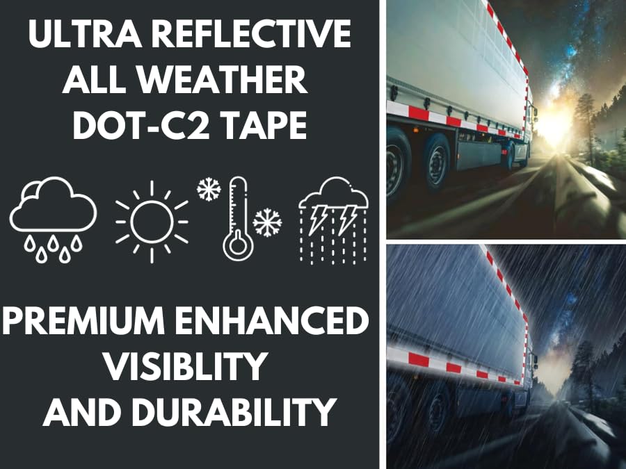 New 2" x150' roll DOT-C2 Ultra Reflective Safety 6" Red/ 6" White Conspicuity Tape Truck Trailer Horse Diamond Pattern Long Lasting Waterproof Material, Super Strong Adhesive!