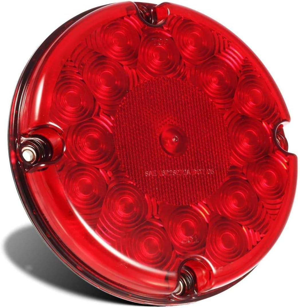 2Pcs 7" Round White/Amber/Red LED Backup Reverse Stop Turn Tail Lights 17 LED Marker Clearance Running Lights 4 Hole Surface Mount for Transit Vehicles Bus Truck Trailers 12V-30V
