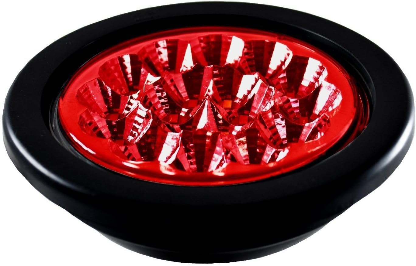 4" Round LED Trailer Tail Light 18 LED Red/White Stop Turn Tail Reverse Backup Running Lights w/Rubber Grommet Direct Wiring for Trucks Trailer RV Boat IP67 Waterproof DOT/SAE Approved 12V