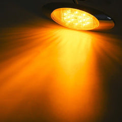 Amber/Red 6.5" Led Marker Light Trucks Oval 16 LED Side Marker Turn Signal Clearance Lights Chrome Bezel Surface Mount Replacement Peterbilt Kenworth Freightliner Trailer 12V