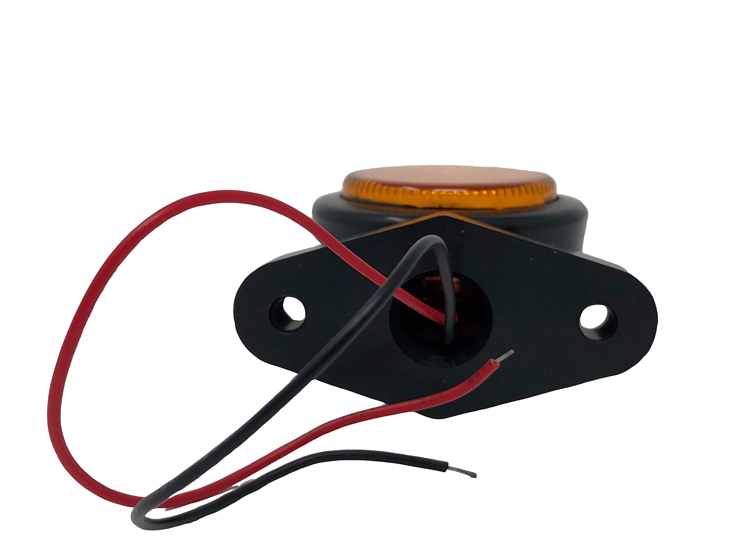 2pc Amber/Red 32-LED Double Face Rubber Surface Mount Pedestal Fender Side Marker Light Truck Trailer Flatbed Cargo - Left and Right Rugged Waterproof 12V IP67 SUPER BRIGHT