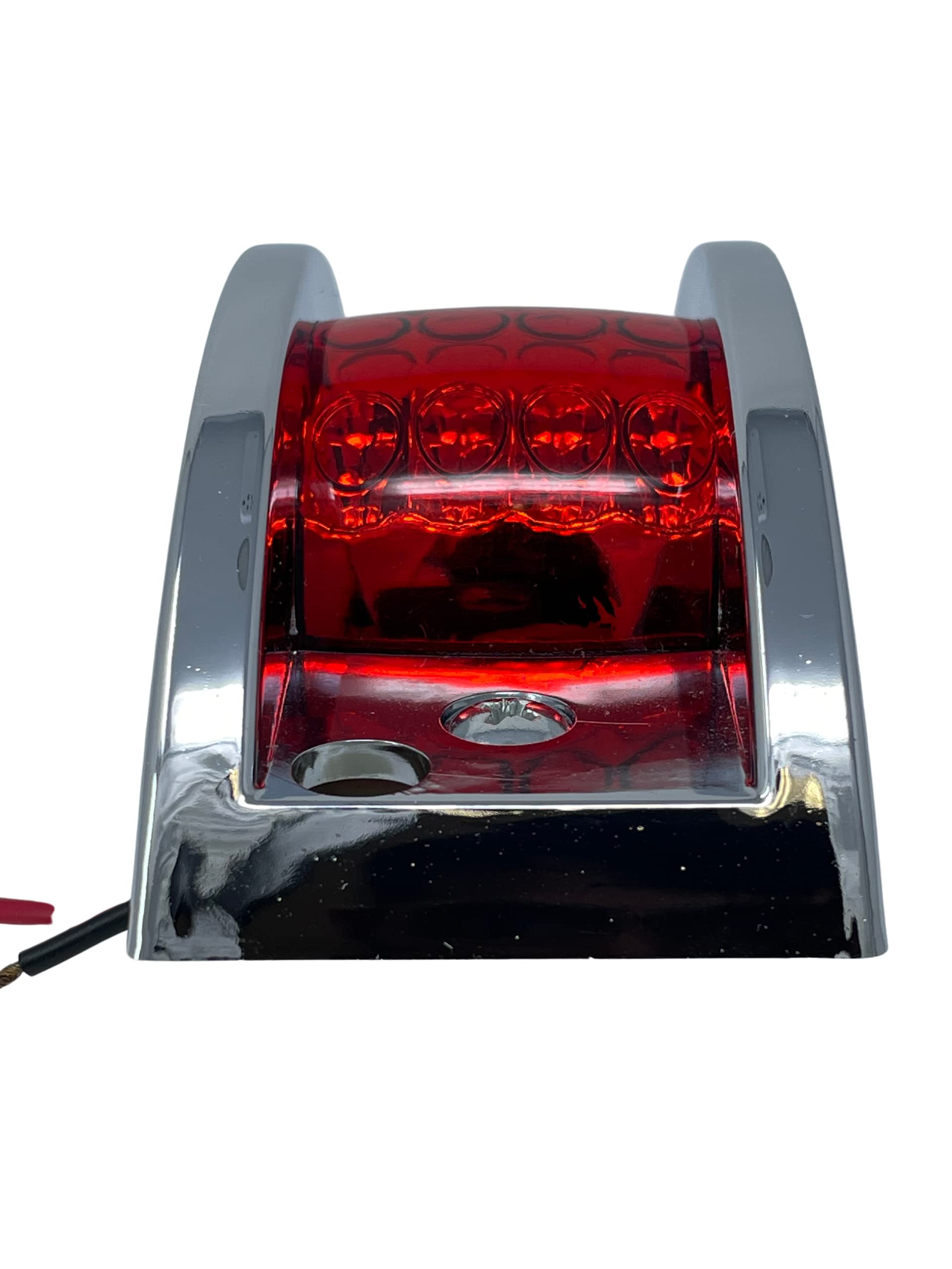 Red Rectangular 4-4/5" Armored-Style Clearance Side Marker Light Chrome 12LED, Rectangle Led Trailer Clearance Lights, Surface Mount Led Lights