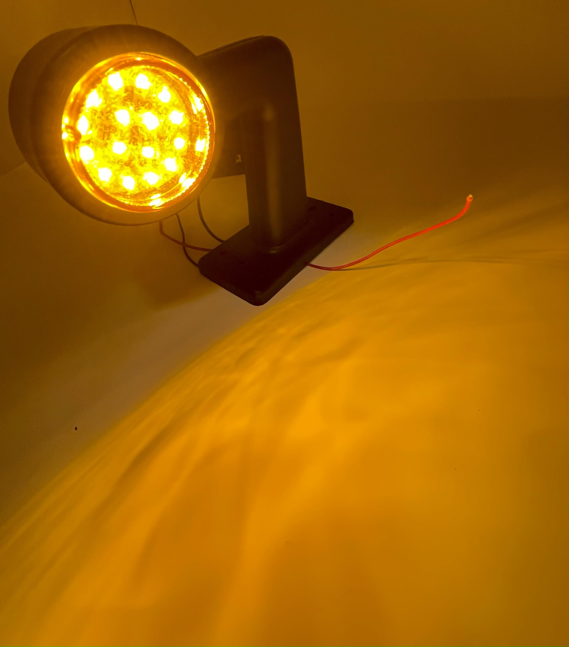 2pc Amber/Red 32-LED Double Face Rubber Surface Mount Pedestal Fender Side Marker Light Truck Trailer Flatbed Cargo Utility- Left and Right Angled Rugged IP67 Waterproof