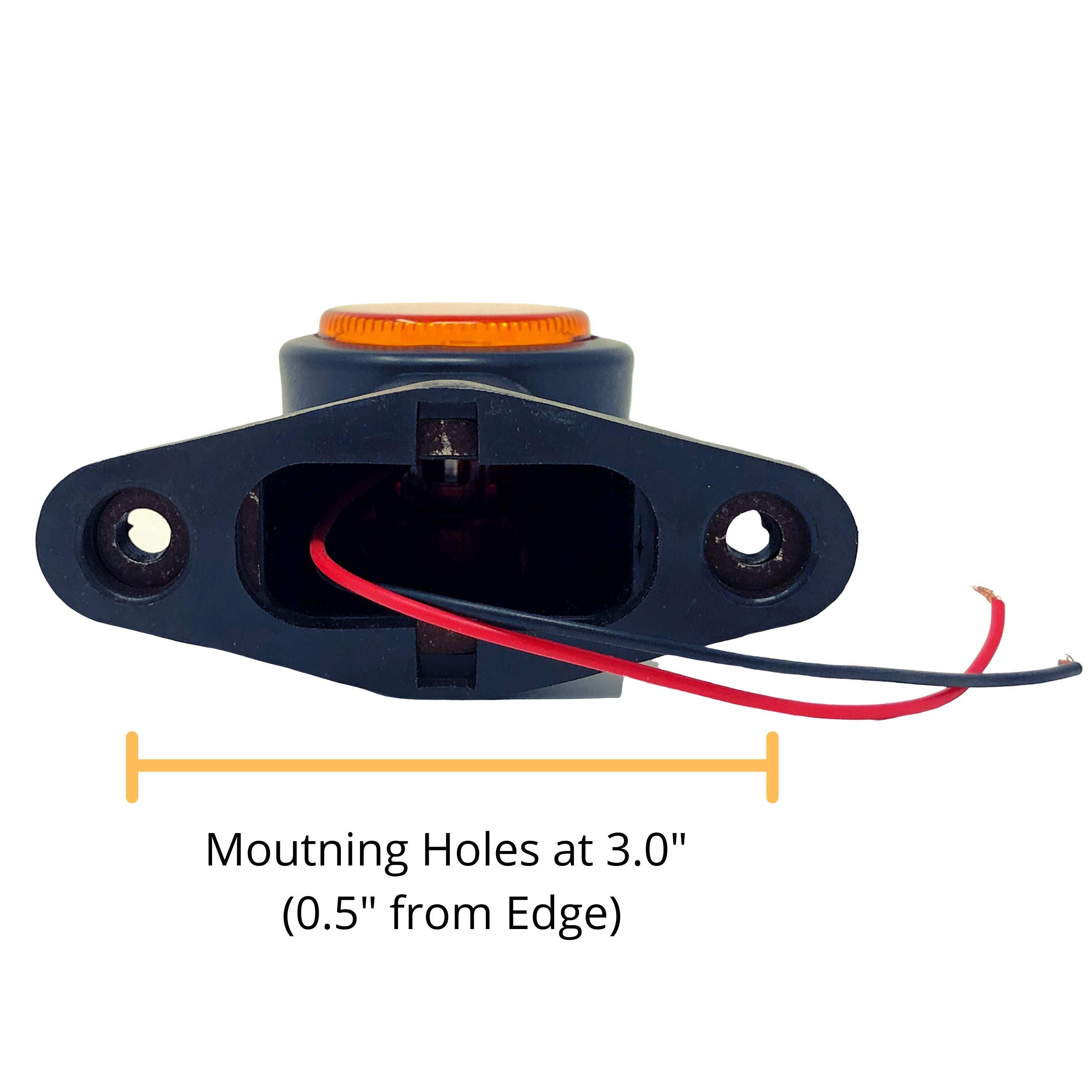2pc Amber/Red 32-LED Double Face Rubber Surface Mount Pedestal Fender Side Marker Light Truck Trailer Flatbed Cargo - Left and Right Rugged Waterproof 12V IP67 SUPER BRIGHT