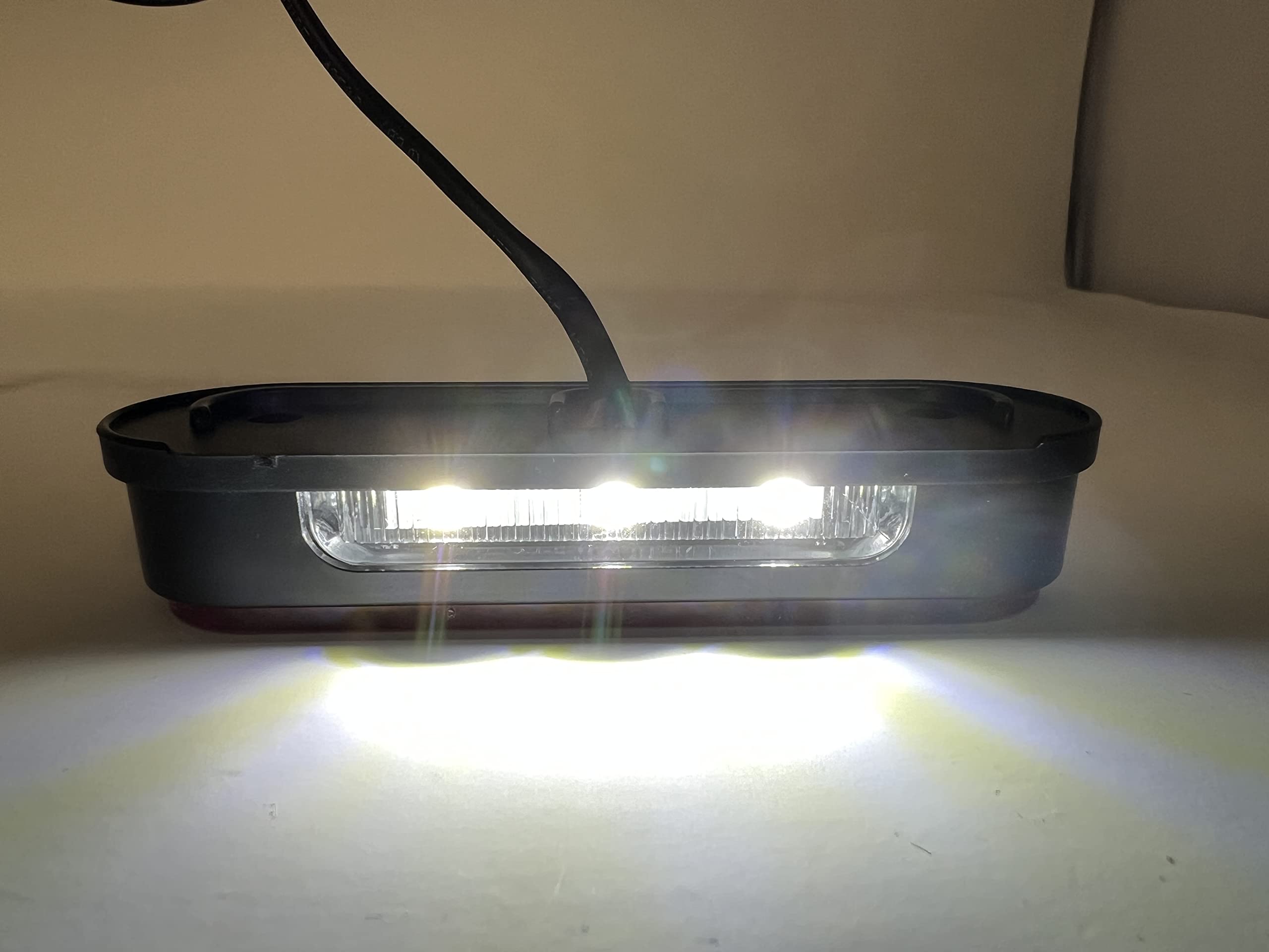 Qty 1 Heavy Duty 4"x1.25" Surface-Mount LED Trailer License Plate Lights Red Reflector Oval [DOT/SAE Certified] [IP67 Waterproof Rated] [Ultra-Durable] License Tags for Trailers, RVs, Trucks & Boats