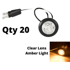 3/4" inch Amber/Red/White 3 LED Side Marker Clearance Light with Plug Black Ring Sealed Mini Round 3/4" Indicators Grill Lights Truck Trailer Car Bus Pickup Van Caravan Boat 12V