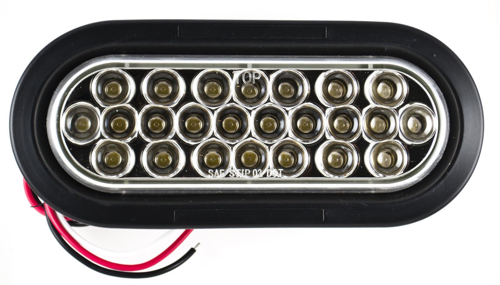 [Red/White/Amber 6" Oval 24 LED Trailer Tail Light Kit [DOT Certified] [with Grommets & Plugs] [IP67 Waterproof] Stop Brake Turn Reverse Back Up Headache Rack Backrack Flatbed RV