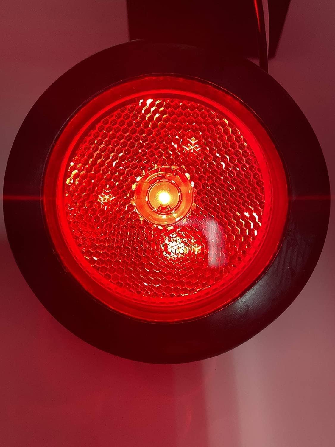 2.5" Red/Amber 4 Led Round Side Marker Clearance Lights Grommet Flush Mount, Sealed Truck Trailer with Reflex Lens, IP67 Waterproof- Super Bright DOT SAE P2 FMVSS 180