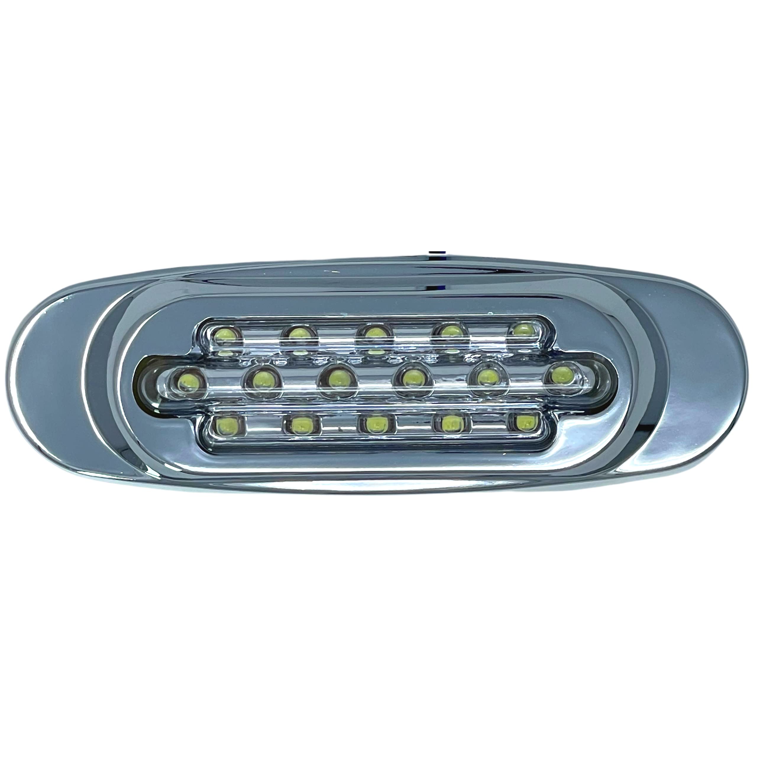 6.5" Inch Amber/Red/White LED Side Marker Lights Clearance Chrome Base Bezel 16 Diodes Surface Mount Led Cab Panel Lights Turn Signals Sealed Waterproof 12V