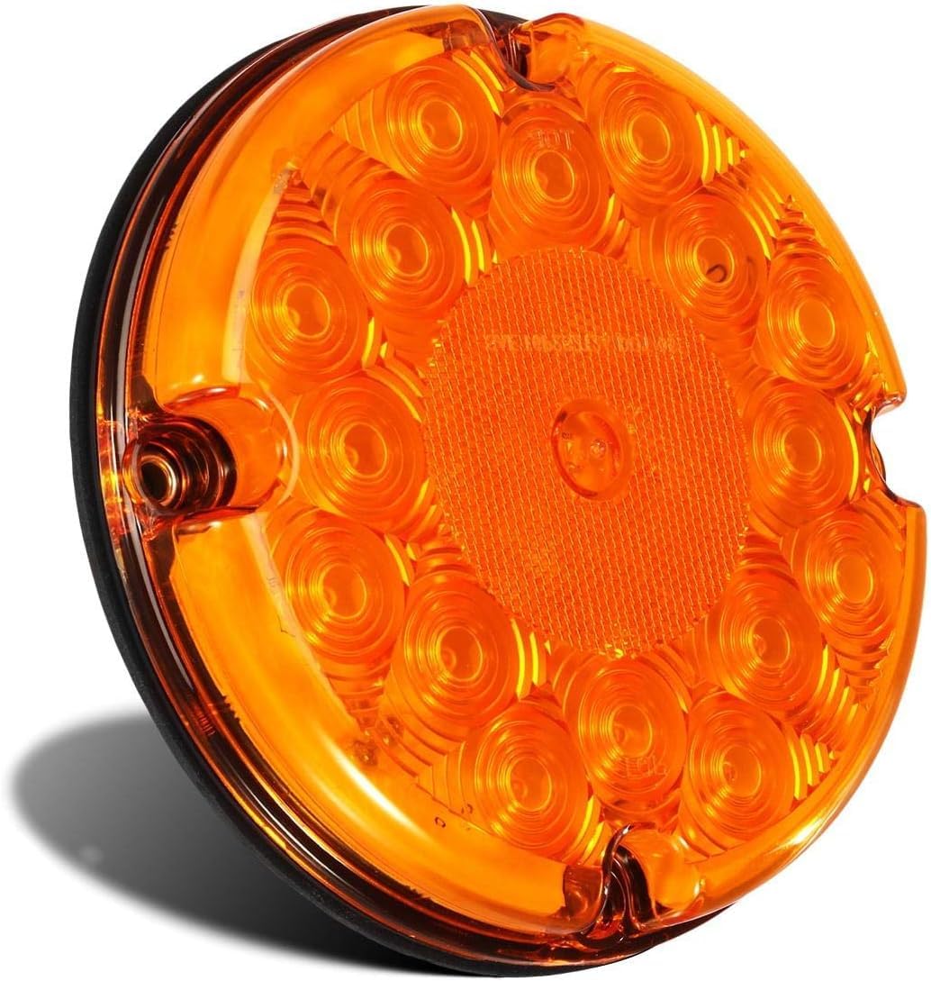 2Pcs 7" Round White/Amber/Red LED Backup Reverse Stop Turn Tail Lights 17 LED Marker Clearance Running Lights 4 Hole Surface Mount for Transit Vehicles Bus Truck Trailers 12V-30V