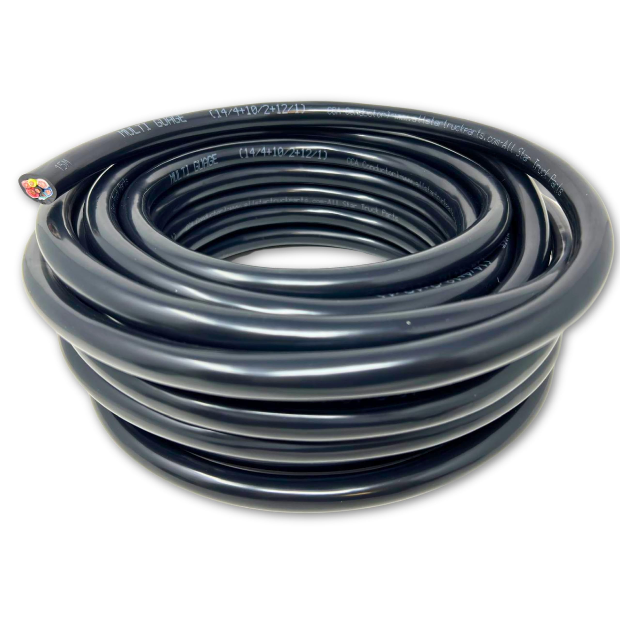 Heavy Duty 14/12/10AWG Multi Guage 7 Way CCA Conductor Wire RV Trailer Tow Campers Cable Cord Insulated Stranded Copper Clad Aluminum Conductor Color Coded DOT SAE Approved 14/4 10/2 12/1 100 FT ROLL