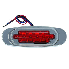 6.5" Inch Amber/Red/White LED Side Marker Lights Clearance Chrome Base Bezel 16 Diodes Surface Mount Led Cab Panel Lights Turn Signals Sealed Waterproof 12V