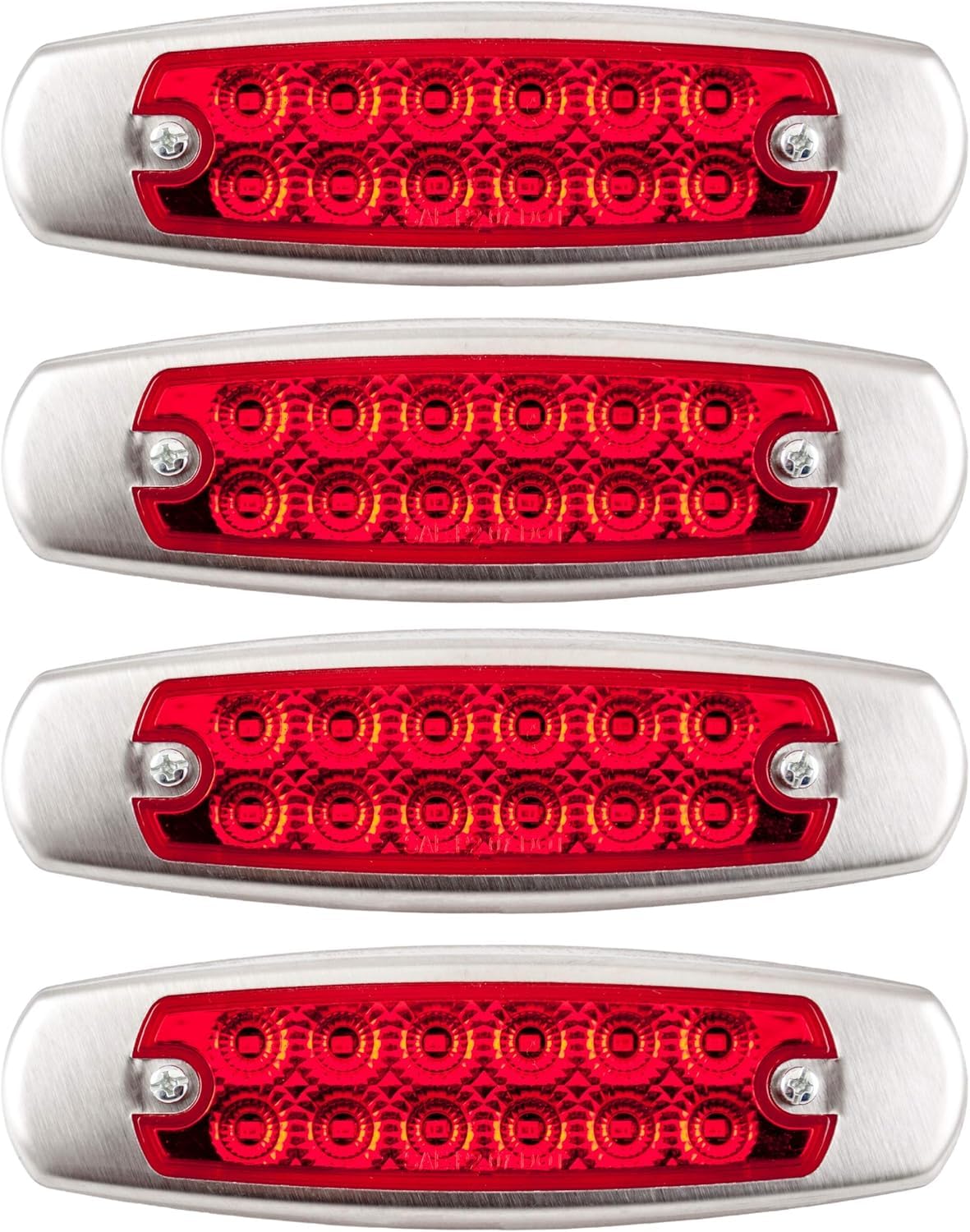 6.2" LED Marker Clearance Light 12 LED Amber/Red Trailer Lights Surface Mount Sealed 6-1/5" Amber/Red Rectangular Spyder Fish Shape Marker & Clearance Lights Stainless Steel Rim Bezel 12V