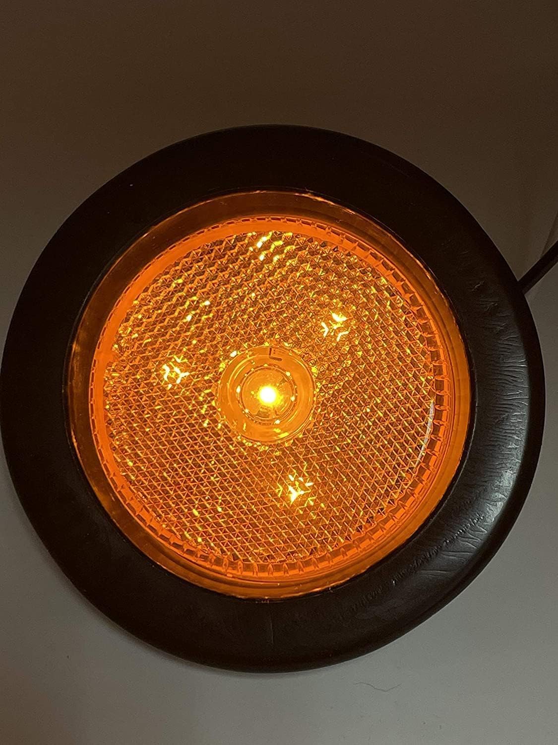 2.5" Red/Amber 4 Led Round Side Marker Clearance Lights Grommet Flush Mount, Sealed Truck Trailer with Reflex Lens, IP67 Waterproof- Super Bright DOT SAE P2 FMVSS 180