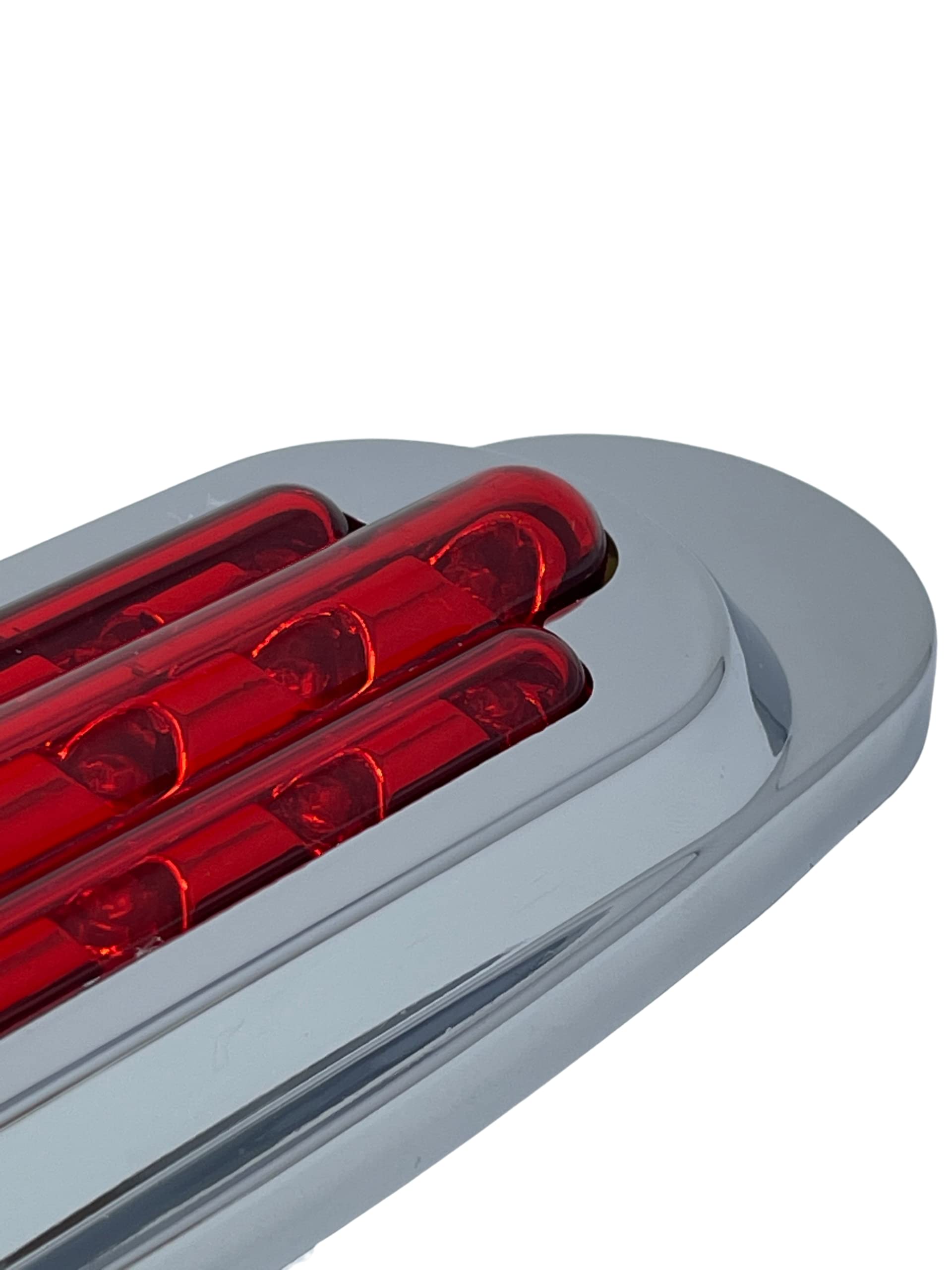 6.5" Inch Amber/Red/White LED Side Marker Lights Clearance Chrome Base Bezel 16 Diodes Surface Mount Led Cab Panel Lights Turn Signals Sealed Waterproof 12V