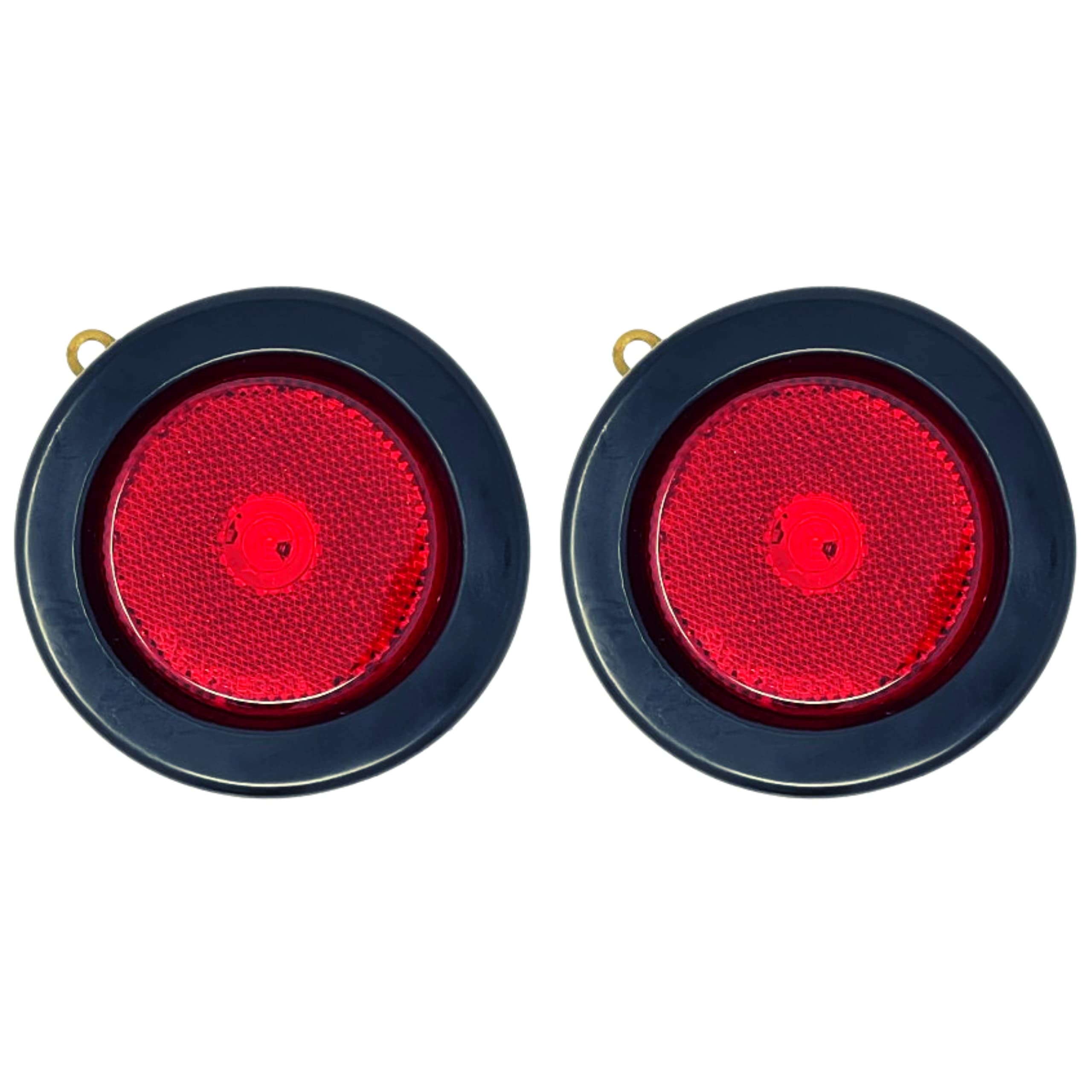 2.5" Red/Amber 4 Led Round Side Marker Clearance Lights Grommet Flush Mount, Sealed Truck Trailer with Reflex Lens, IP67 Waterproof- Super Bright DOT SAE P2 FMVSS 180