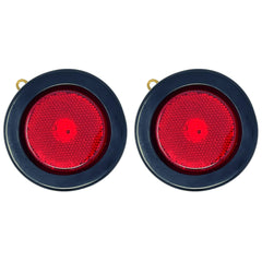 2.5" Red/Amber 4 Led Round Side Marker Clearance Lights Grommet Flush Mount, Sealed Truck Trailer with Reflex Lens, IP67 Waterproof- Super Bright DOT SAE P2 FMVSS 180