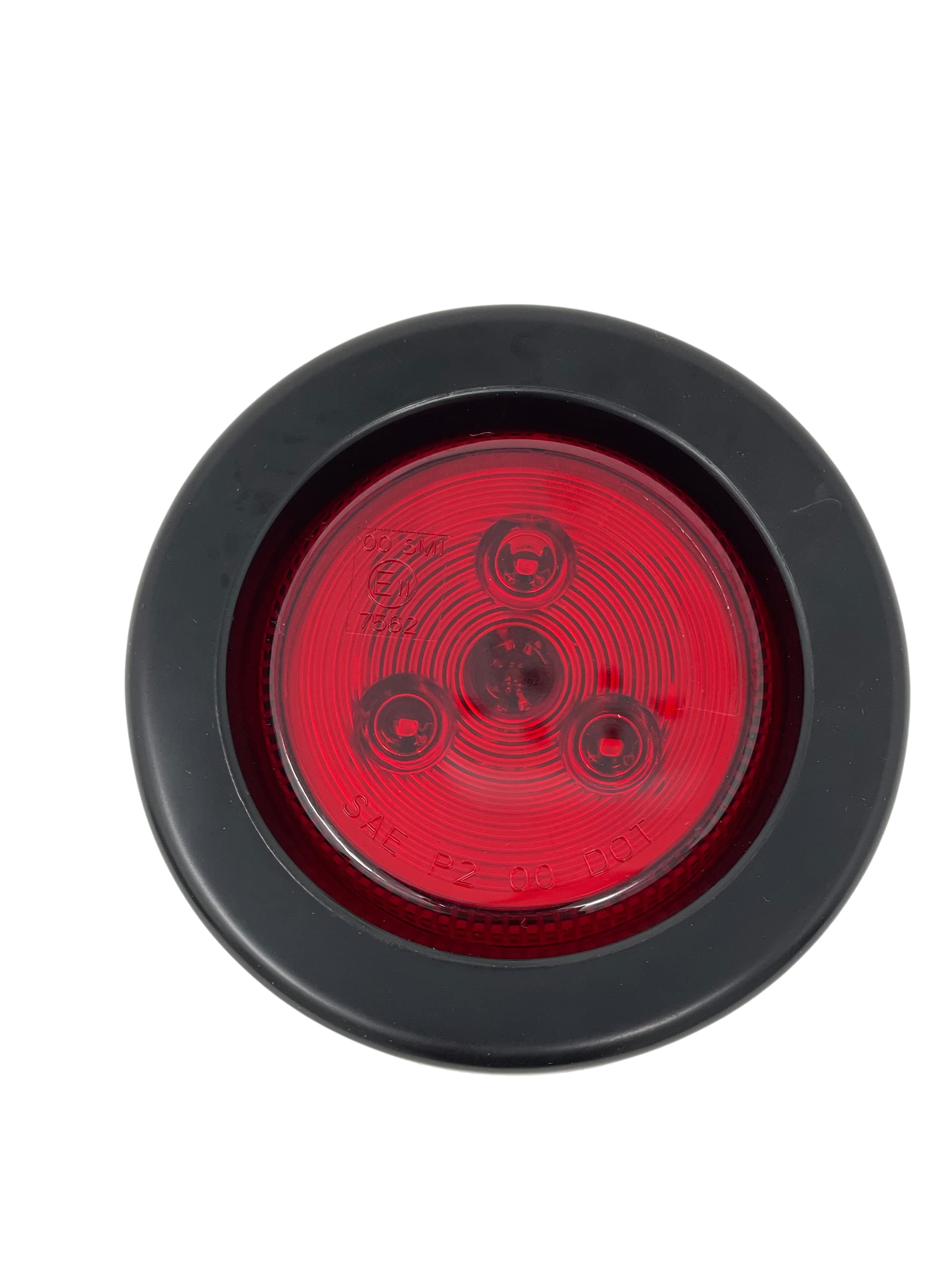 2.5" Red/Amber 3 LED Round Side Marker Clearance Lights Grommet Flush Mount, Sealed Truck Trailer with Reflex Lens, IP67 Waterproof- Super Bright DOT SAE P2 FMVSS 180