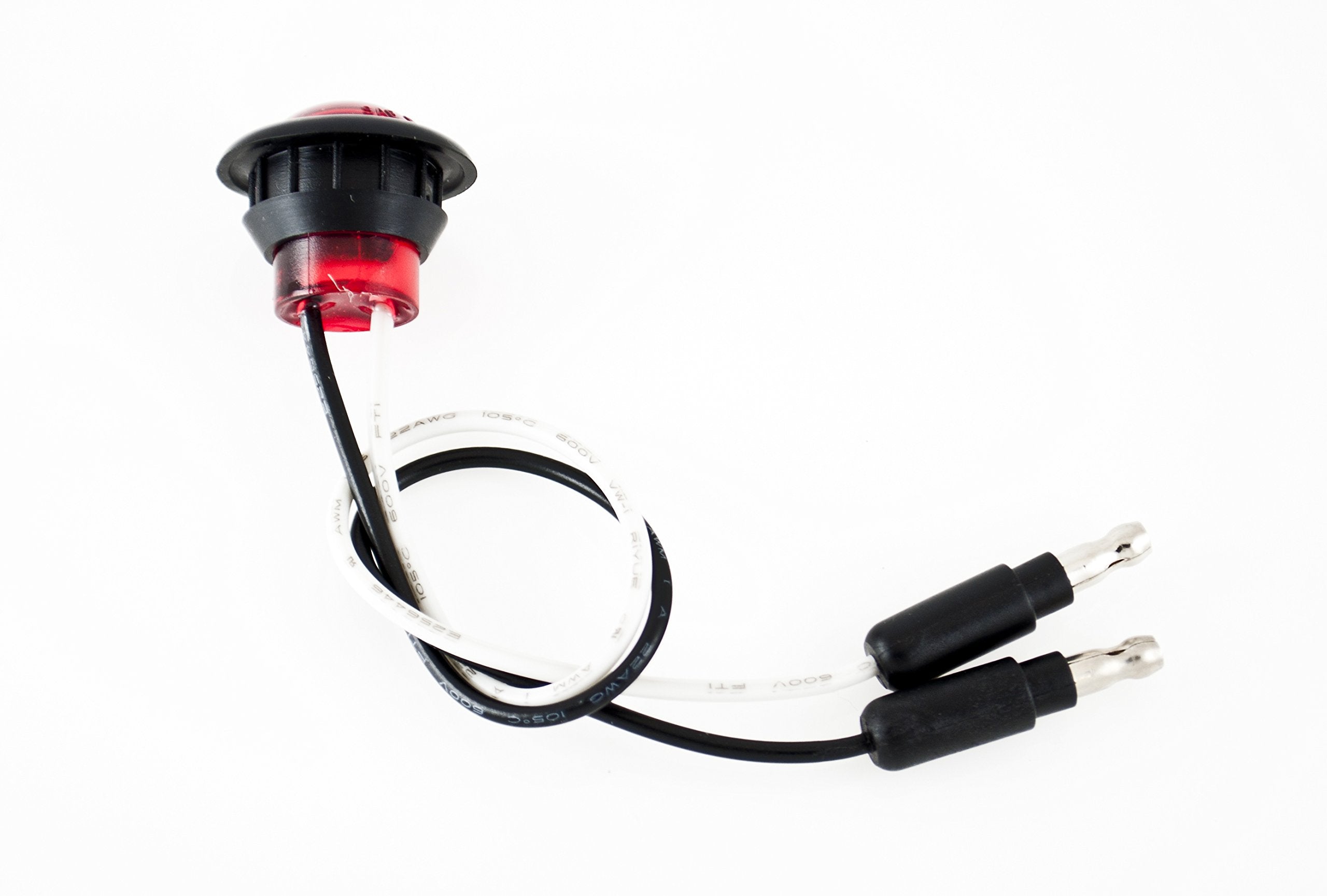 3/4" inch Amber/Red/White 3 LED Side Marker Clearance Light with Plug Black Ring Sealed Mini Round 3/4" Indicators Grill Lights Truck Trailer Car Bus Pickup Van Caravan Boat 12V