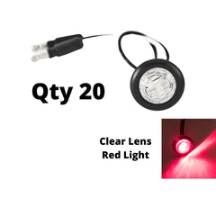 3/4" inch Amber/Red/White 3 LED Side Marker Clearance Light with Plug Black Ring Sealed Mini Round 3/4" Indicators Grill Lights Truck Trailer Car Bus Pickup Van Caravan Boat 12V