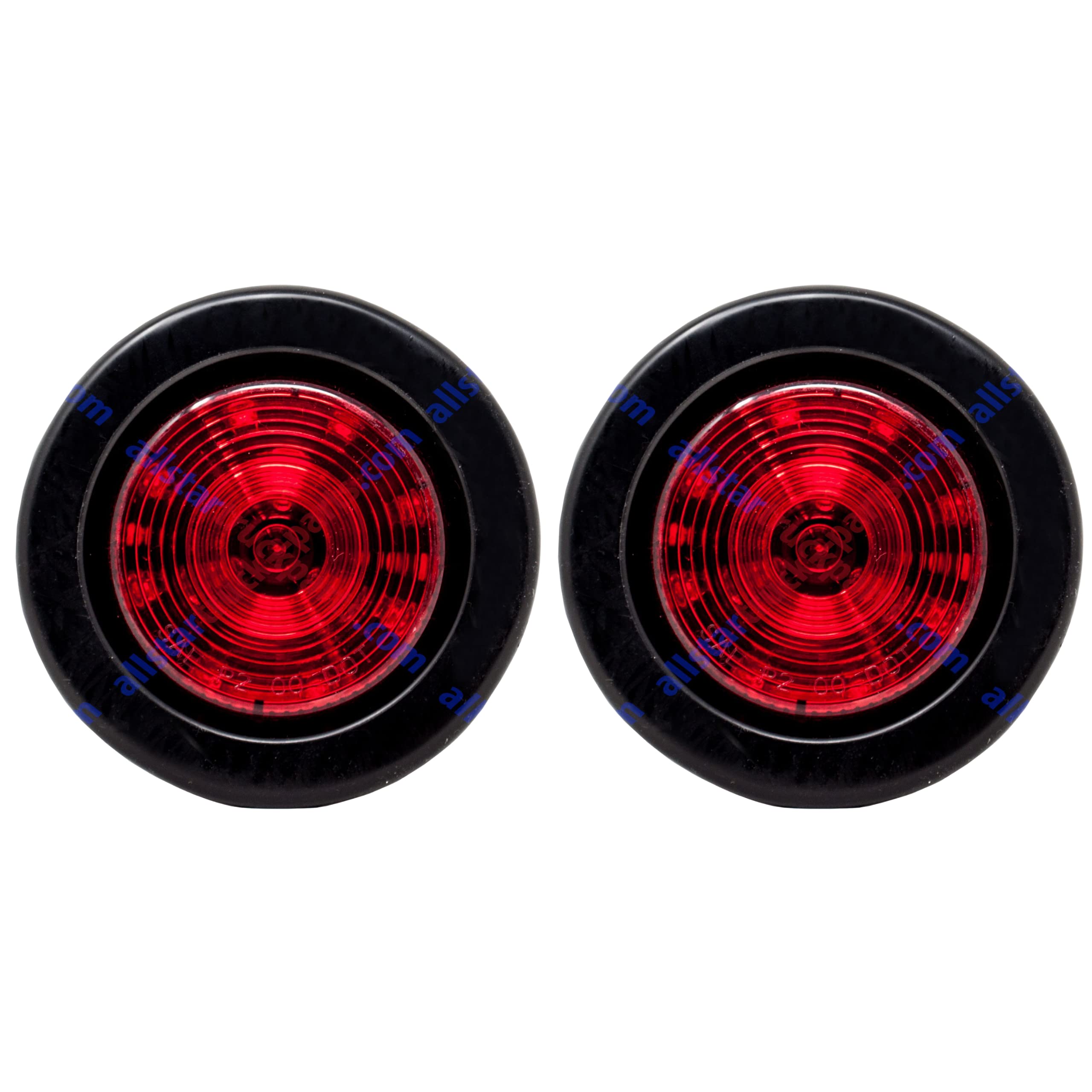 2.5" Red/Amber 12 Led Round Side Marker Clearance Lights Grommet Flush Mount, Sealed Truck Trailer with Reflex Lens, IP67 Waterproof- Super Bright DOT SAE P2 FMVSS 180