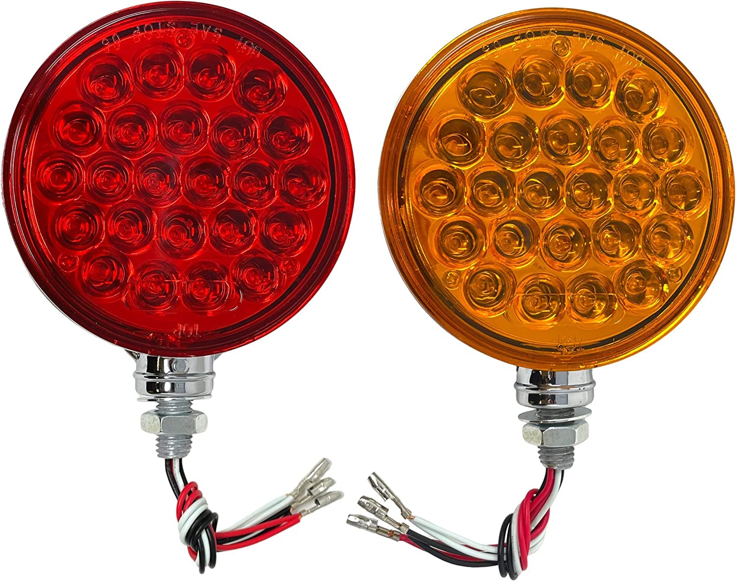 2X Round 48 Double LED Face Turn Signal Fender Pedestal Side - Foto 4