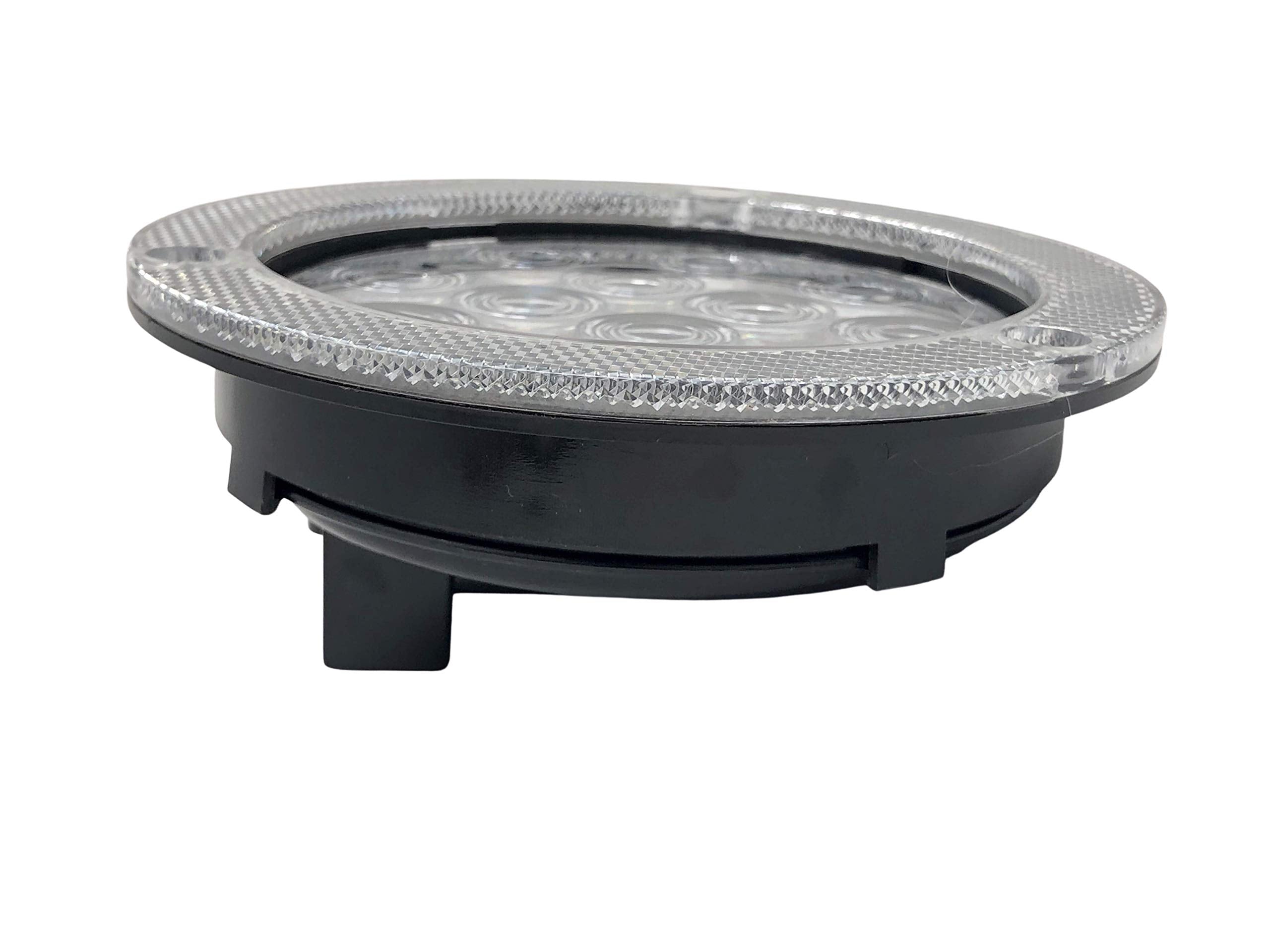 4" Inch Flange Mount Reflective Ring Bezel Red/White 12 LED Round Stop Turn Tail Reverse Backup Tail Trailer Truck Flatbed RV Camper Bus Light Kit with 3 Wire Pigtail Plug 12V