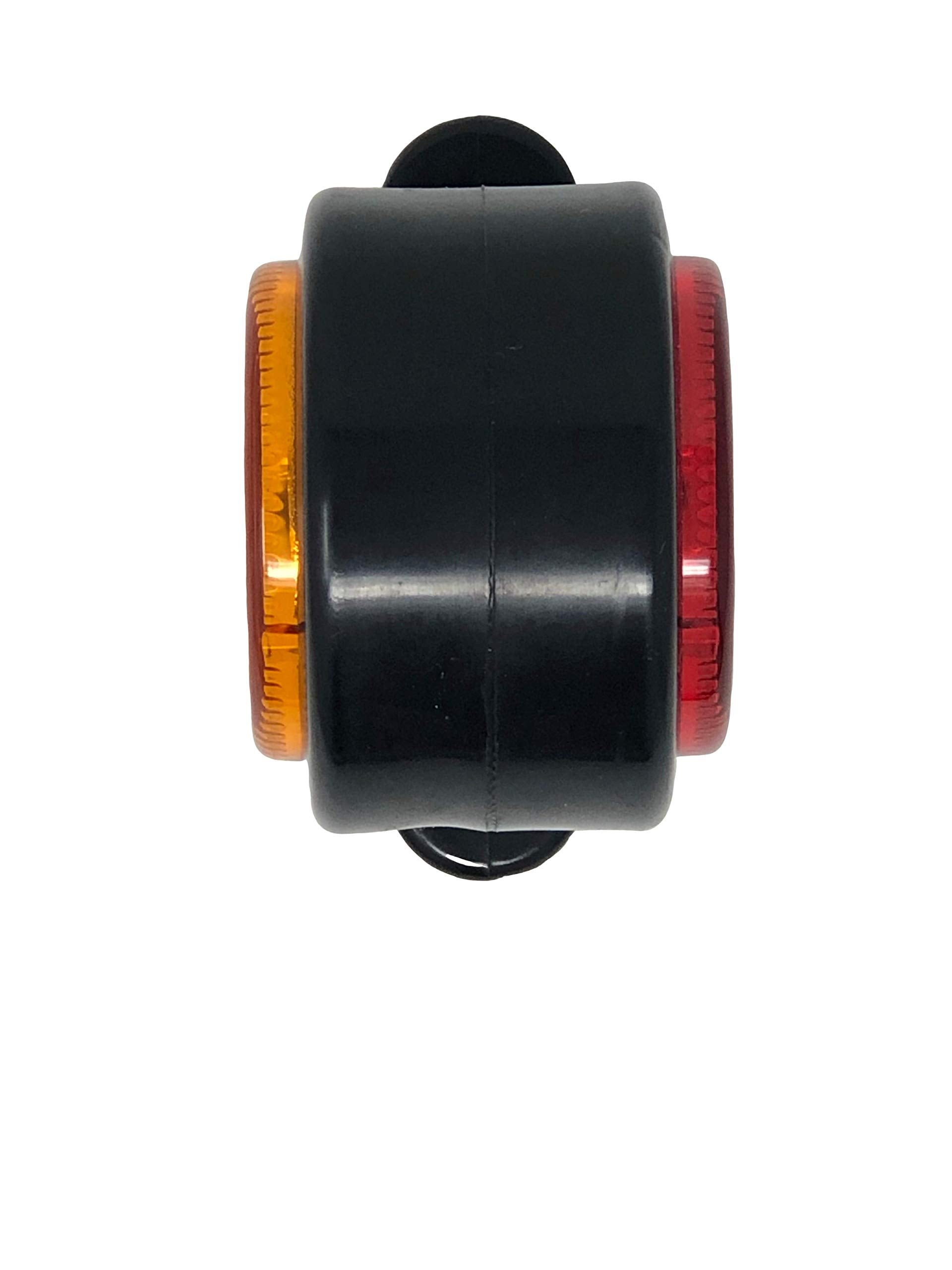 2pc Amber/Red 32-LED Double Face Rubber Surface Mount Pedestal Fender Side Marker Light Truck Trailer Flatbed Cargo - Left and Right Rugged Waterproof 12V IP67 SUPER BRIGHT