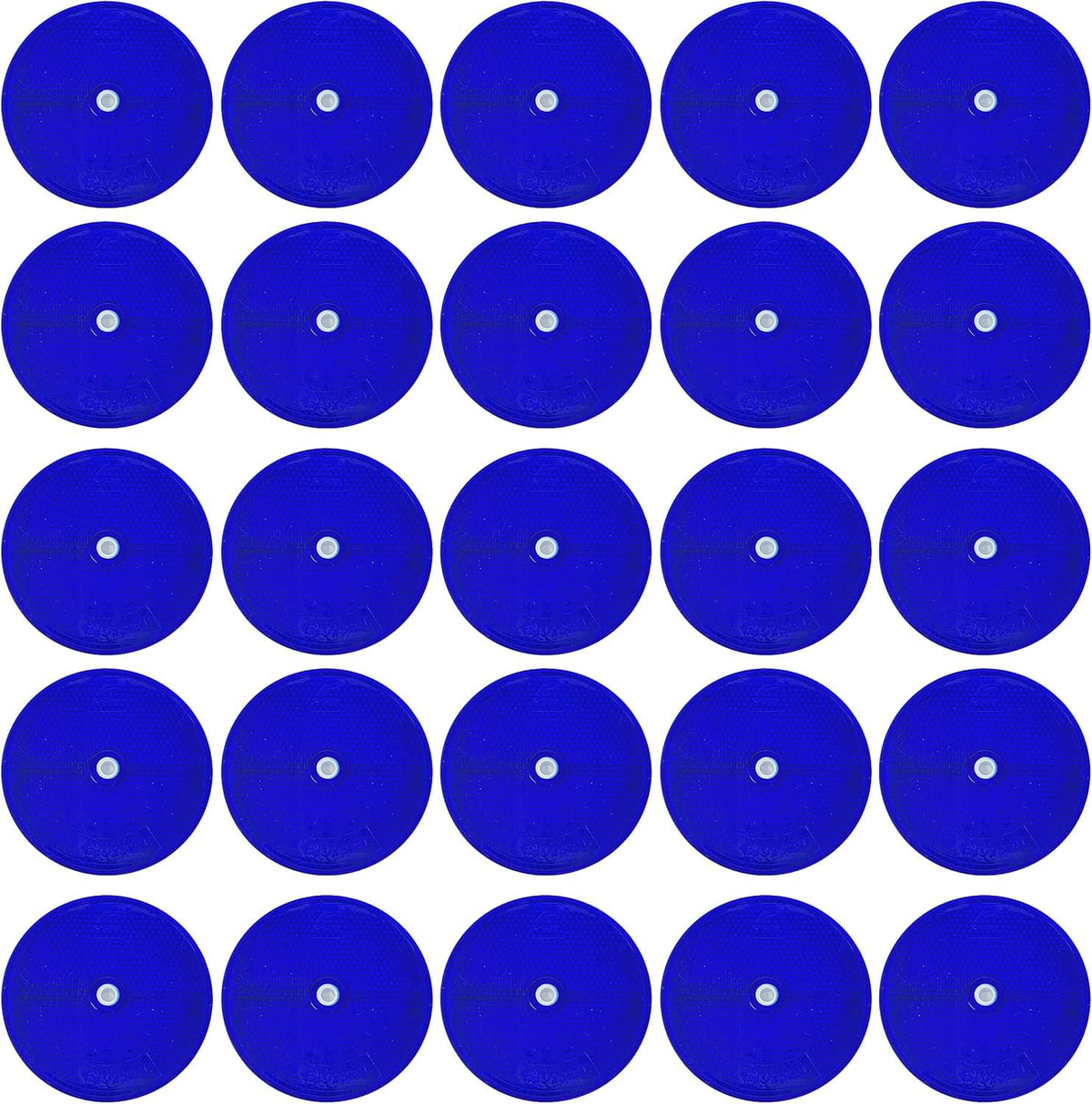 Class A 3-3/16" Round Reflector with Center Mounting Hole Trailers, Trucks, Automobiles, Mail Boxes, Boats, SUV's, RV's, Industrial Applications (Blue, 25)