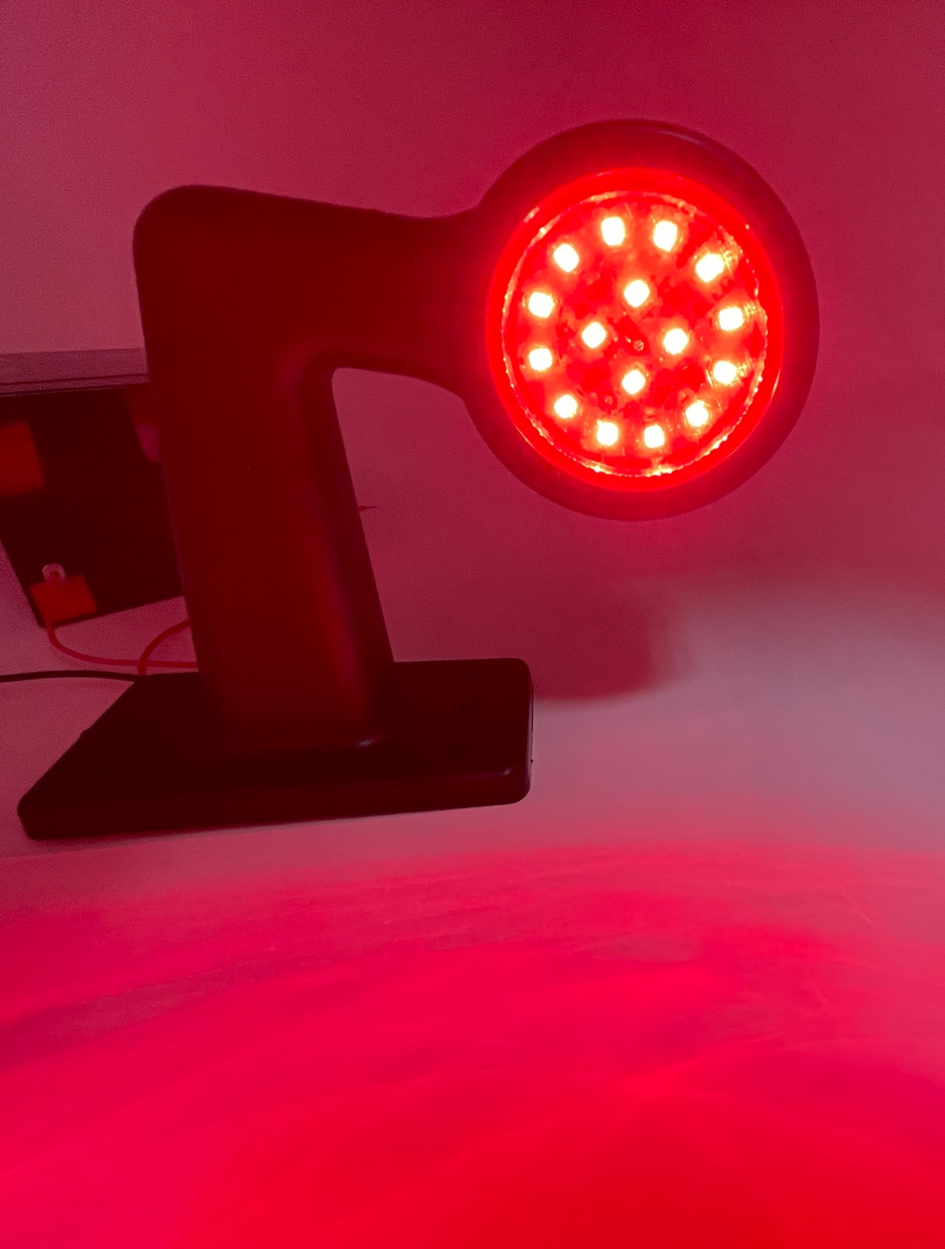 2pc Amber/Red 32-LED Double Face Rubber Surface Mount Pedestal Fender Side Marker Light Truck Trailer Flatbed Cargo Utility- Left and Right Angled Rugged IP67 Waterproof
