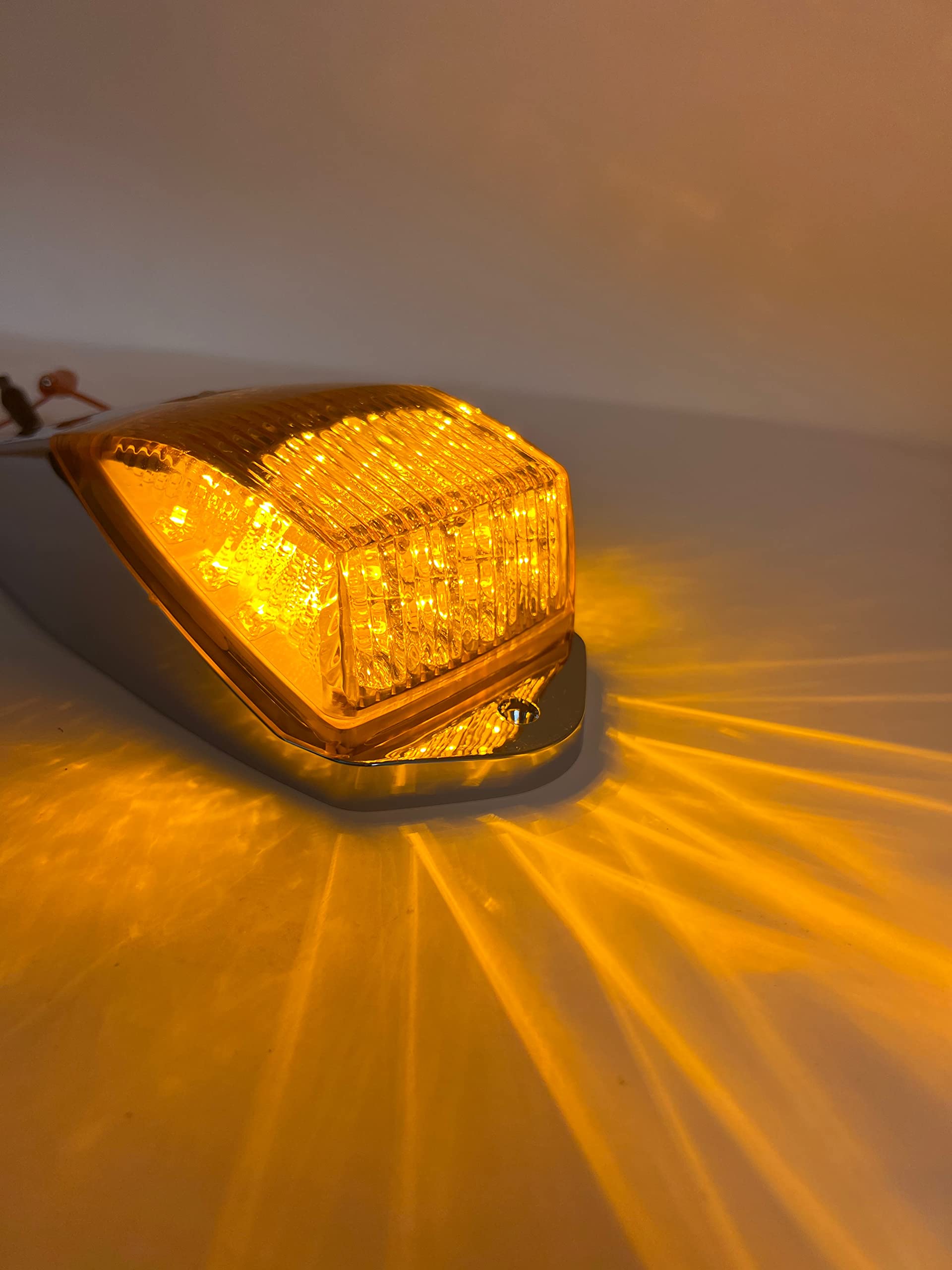 Truck Cab Lights 5PCS Amber Top Roof Running LED Marker Lights Waterproof 17 LED w/Chrome Base Compatible with Peterbilt/Kenworth/Freightliner/Western Star/Mack Trailer 12V