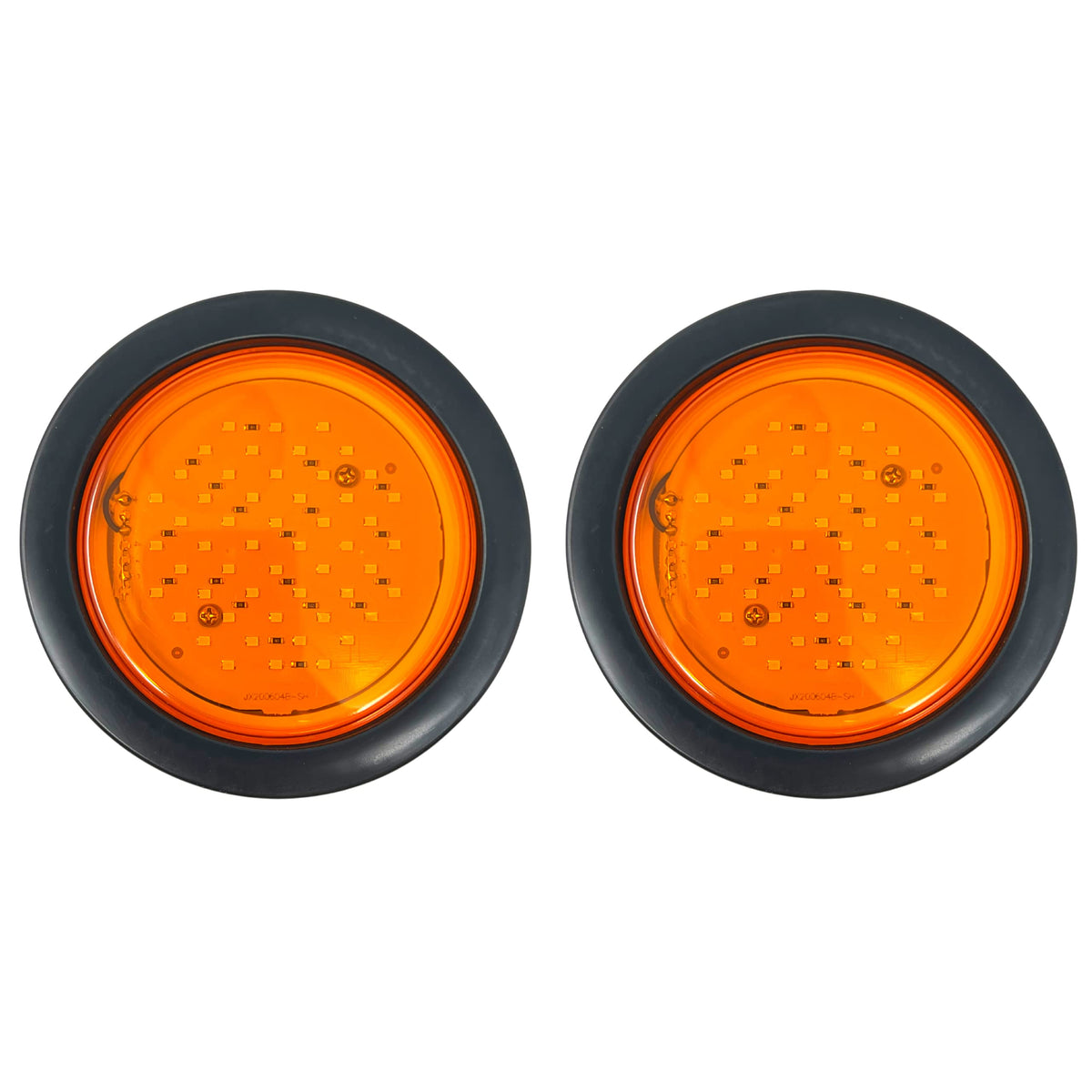 2pcs 4" Inch Round Super Bright 52 LED Diodes Mid Turn Mid Ship Signal Tail Sealed Lights Amber Assembly Rubber Mount for Trucks Trailers RV Boat Waterproof