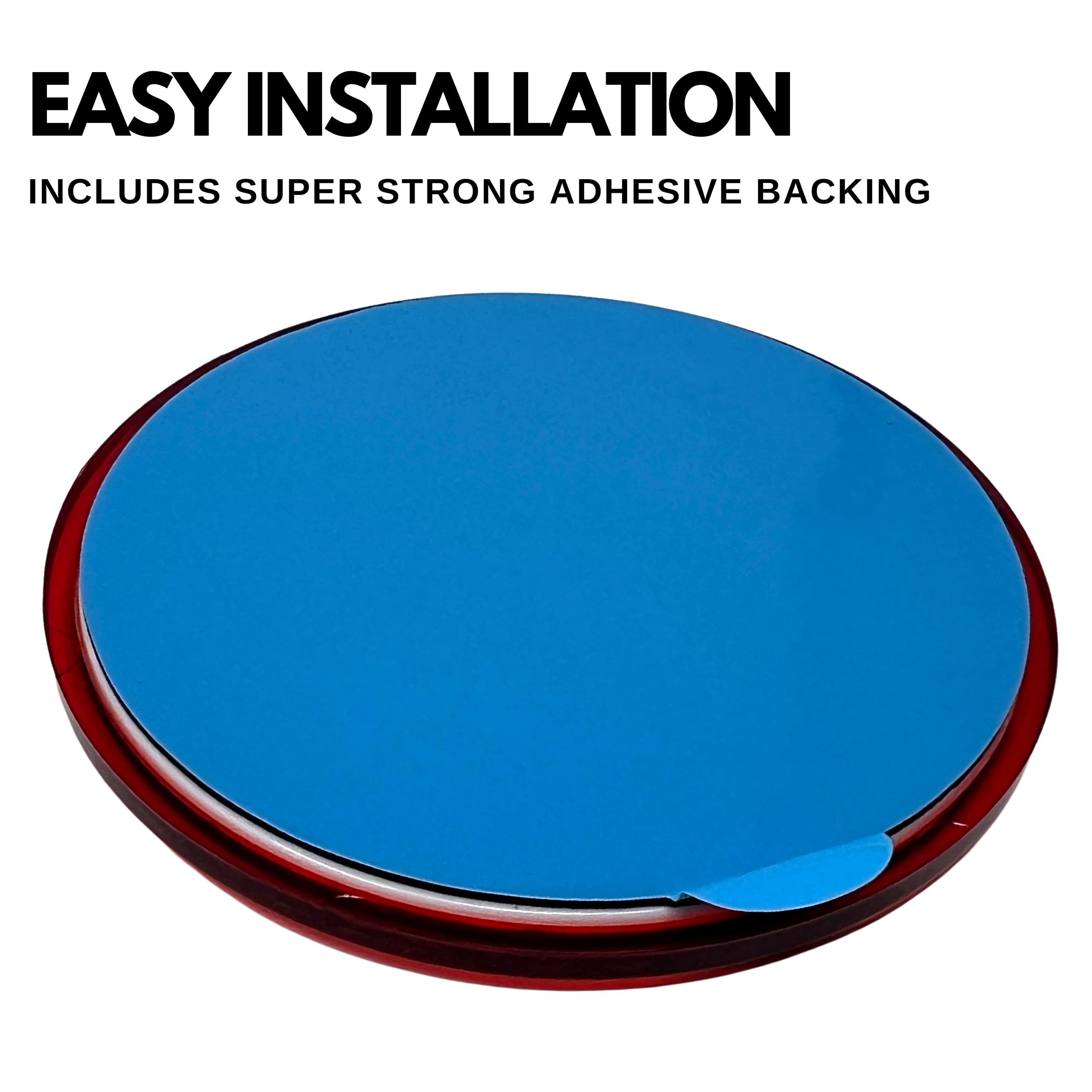 Class A 3" Round Reflector Strong Stick-on - RED/AMBER for Trailers, Trucks, Automobiles, Mail Boxes, Boats, SUV's, RV's, Industrial Applications (10x Red + 10x Amber)